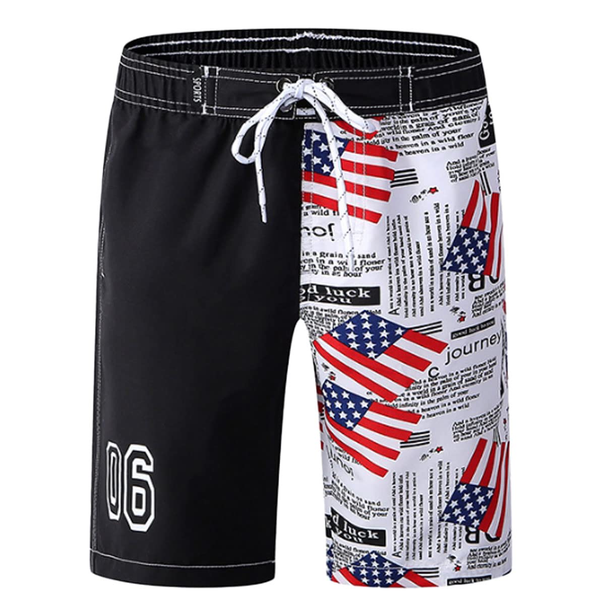 【送料無料】[Karly Shop] 水着 キッズ ジュニア 男の子 サーフパンツ 水陸両用 総柄 120～160サイズ 園児 小学生 中学生 ポケット付き dm1001 色：16、サイズ：M