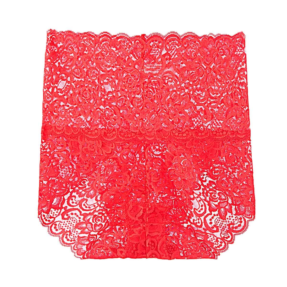 【送料無料】[Karly Shop] ハイウエスト 総レースショーツ レディース ひびきにくい すっぽり 深ばき セクシー 涼しい 大きいサイズ wf1107 色：レッド、サイズ：XL