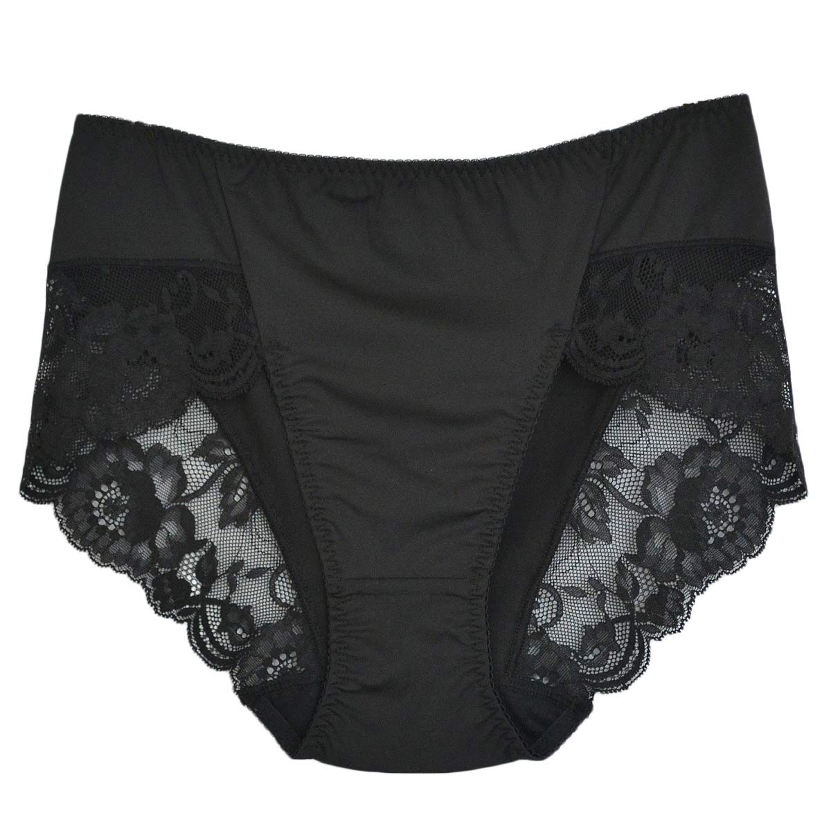 【送料無料】[Karly Shop] ショーツ スタンダード レディース すっぽり ストレッチ レース 大きいサイズ ツルツル さらさら エレガント s704 色：ブラック、サイズ：4L