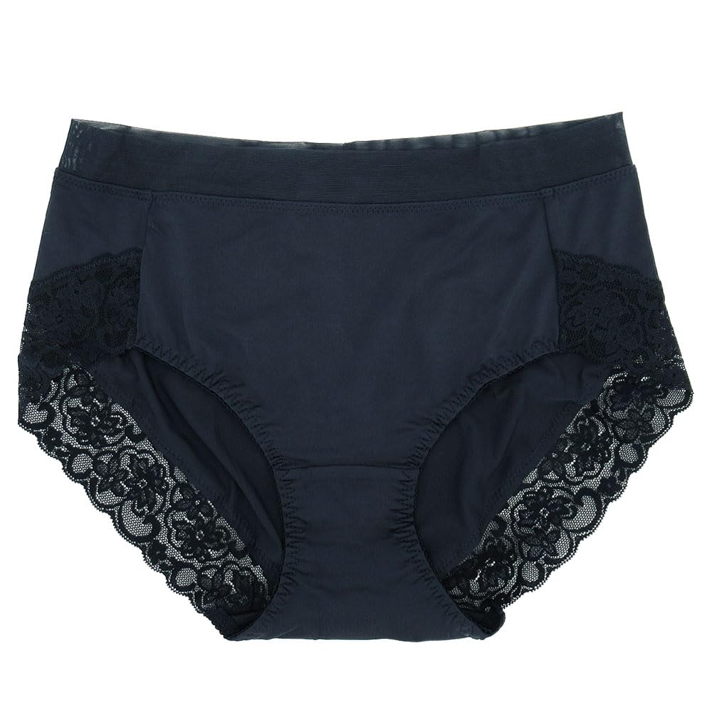 【送料無料】[Karly Shop] ショーツ すっぽり レディース ストレッチ 大きいサイズ くい込まない 痛くない レース 響かない シンプル 快適 伸びる s331 色：ネイビー、サイズ：4L