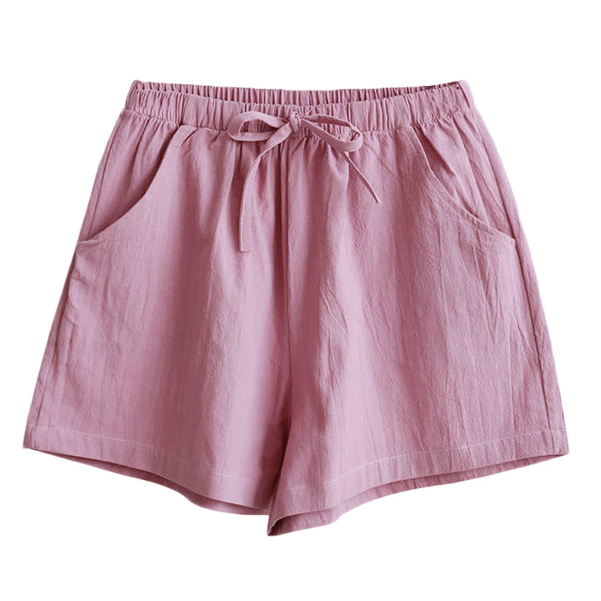 【送料無料】[Karly　Shop] ショートパンツ レディース 夏 大きいサイズ 短め 可愛い 綿 無地 細見え 短パン キュロット ウエストゴム lsp615 色：pinkpurple、サイズ：L