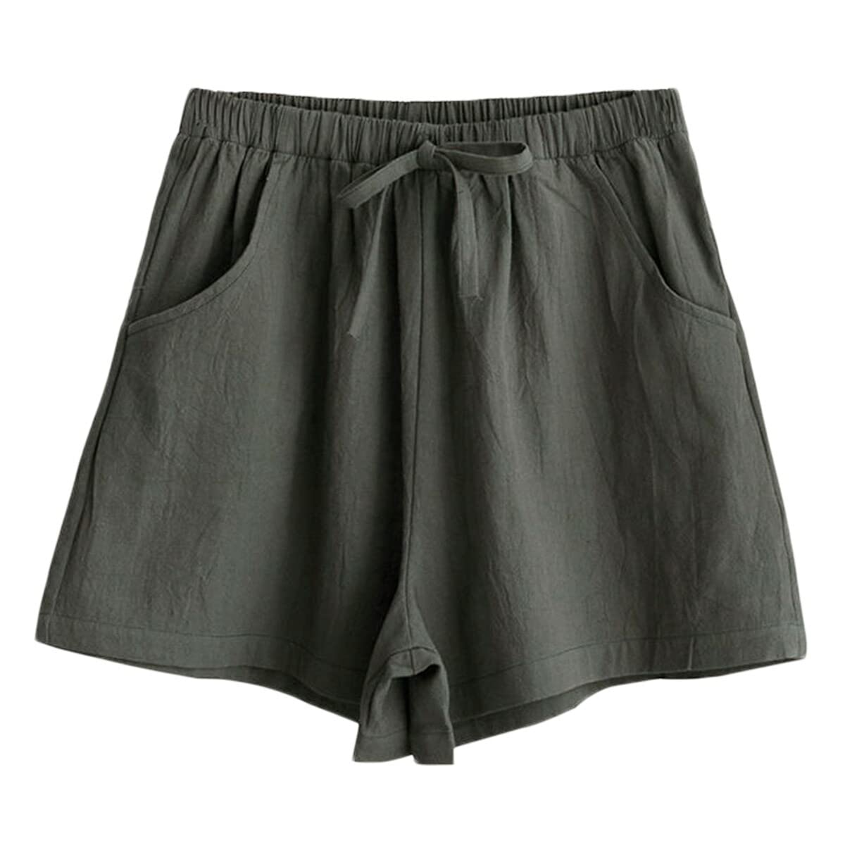 【送料無料】[Karly　Shop] ショートパンツ レディース 夏 大きいサイズ 短め 可愛い 綿 無地 細見え 短パン キュロット ウエストゴム lsp615 色：ダークグレー、サイズ：S
