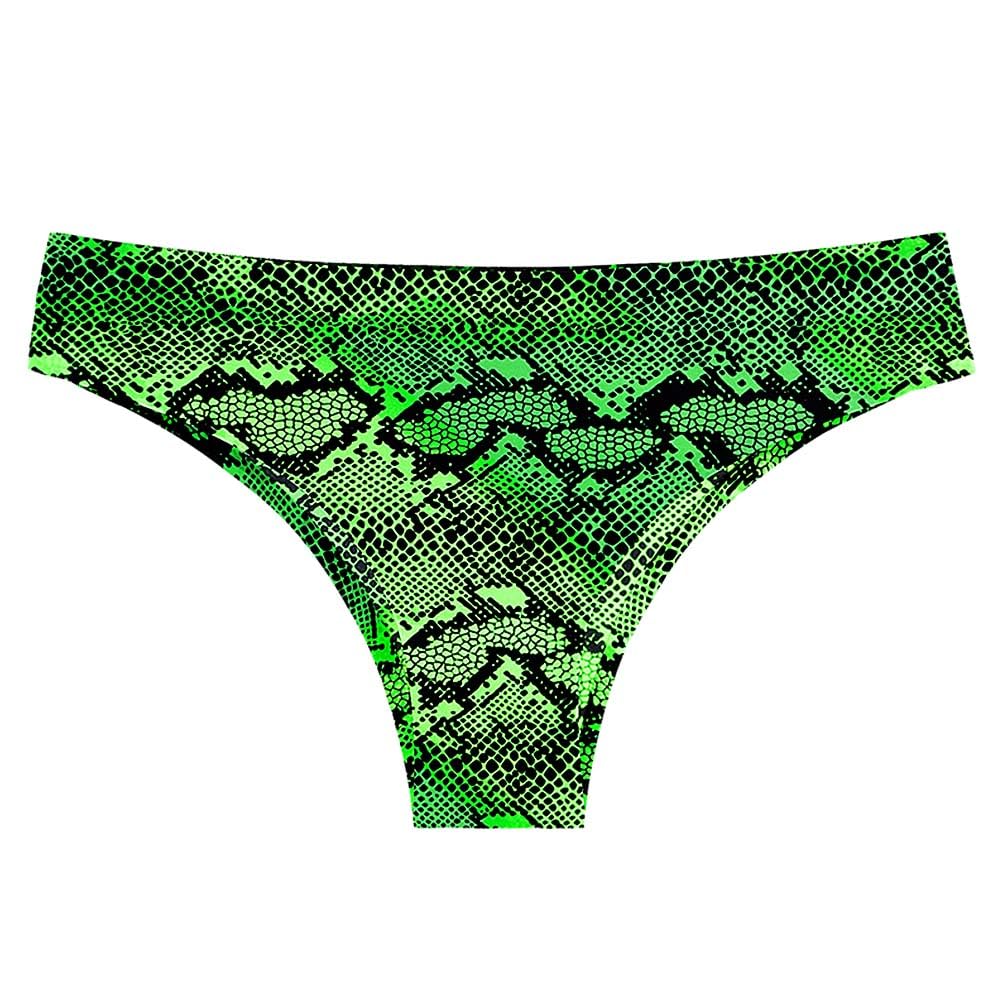 【送料無料】[Karly Shop] ブラジリアンショーツ レディース シームレス 大きいサイズ サテン 響かない おしゃれ かっこいい 美尻 セクシー 無地 1502 色：D(Snake green)、サイズ：3L
