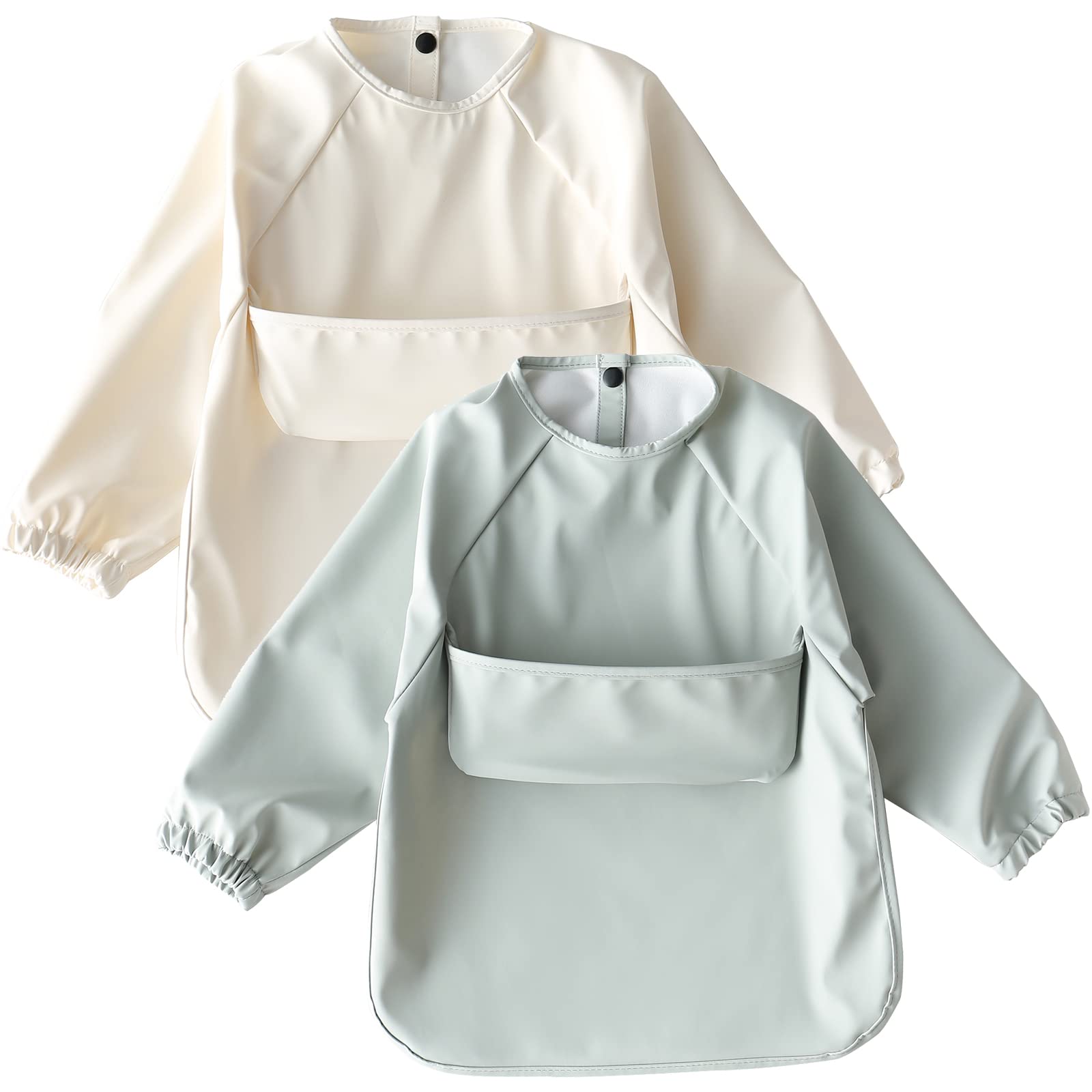 楽天ハローディア楽天市場店【送料無料】[kalavika] お食事エプロン 長袖 食事スタイ 洗える 離乳食 エプロン 袖付き 赤ちゃん 女の子 男の子 ベビー スモック 防水 子供 食事用エプロン 0歳 1歳 2歳 3歳 4歳 5歳 保育園 入園準備 出産祝い 色：10-e、サイズ：S