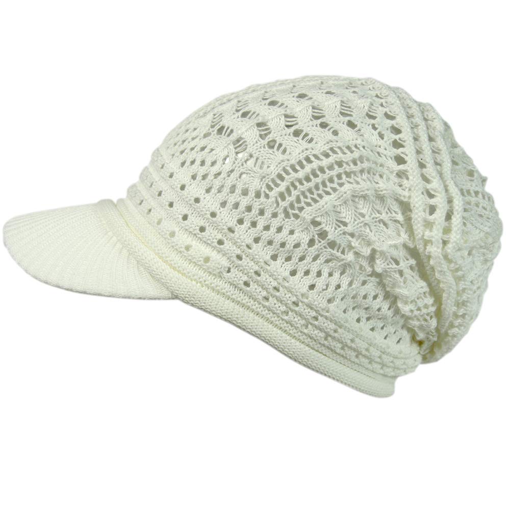 【送料無料】[JIRROUZ] (ジロウズ) 透かし編み コットンニットキャスケット 薄手 つば付き ニット帽 メ..