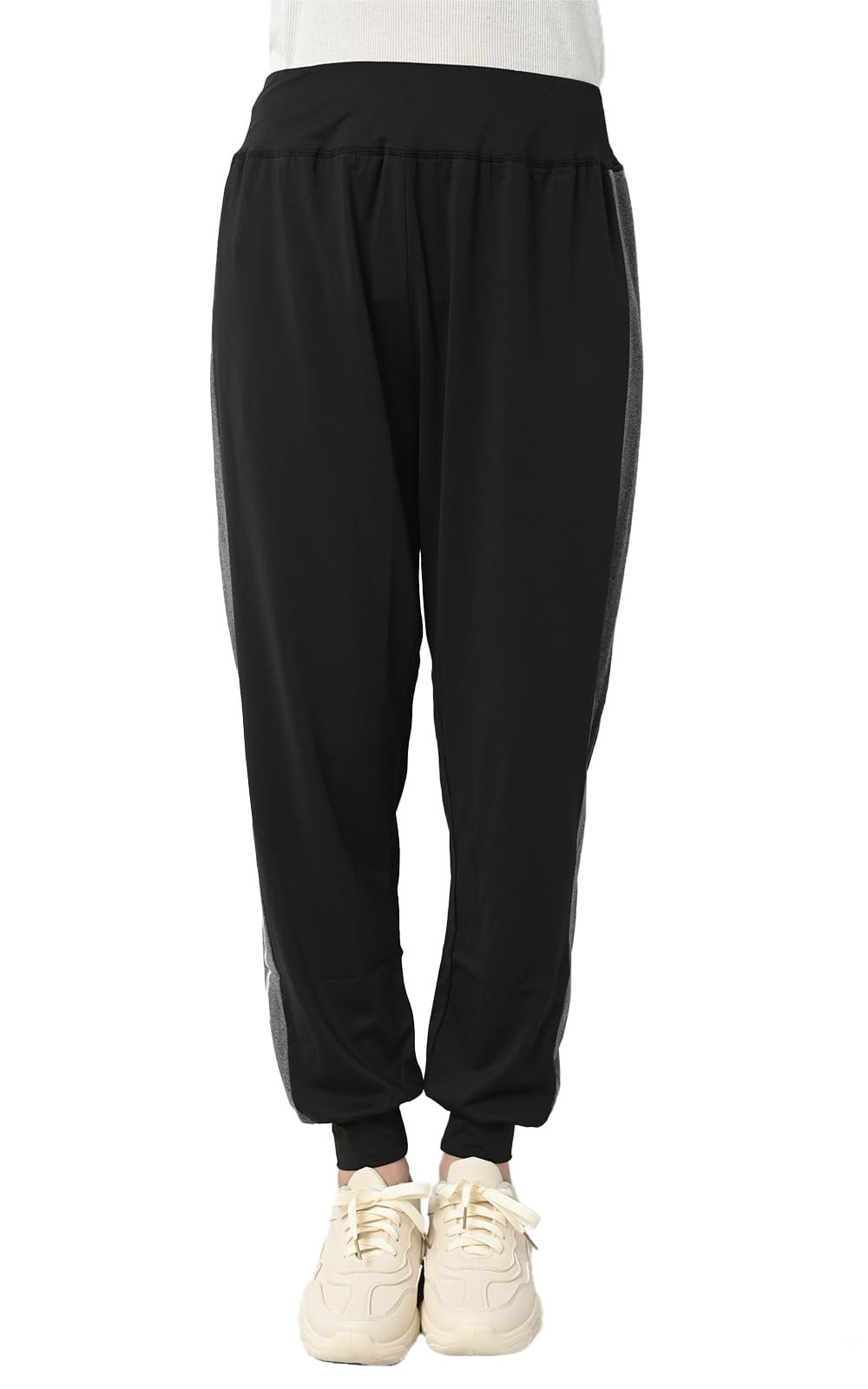 【送料無料】[JANJAM]大きいサイズ レディース ジョガーパンツ 10分丈 ジャージパンツ サイドライン ボトムス スポーツウェア 色：グレー、サイズ：5L