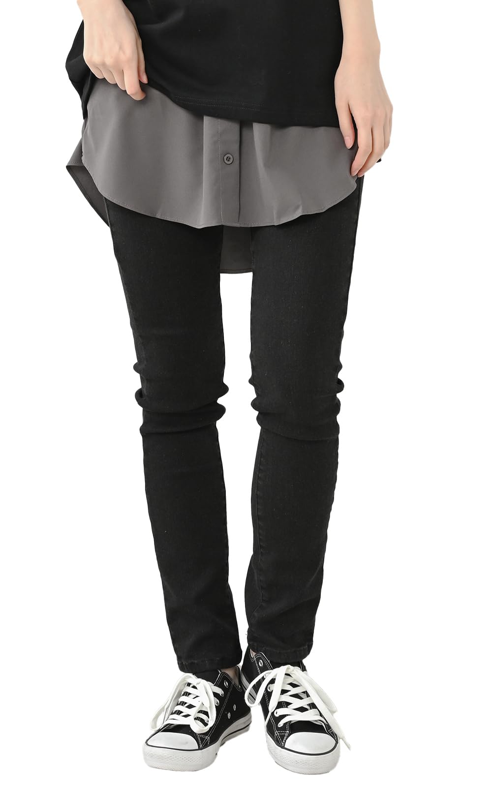 【送料無料】[JANJAM] 大きいサイズ レディース 付け裾 レイヤード ウエストゴム プラスワン雑貨 ヒッ..