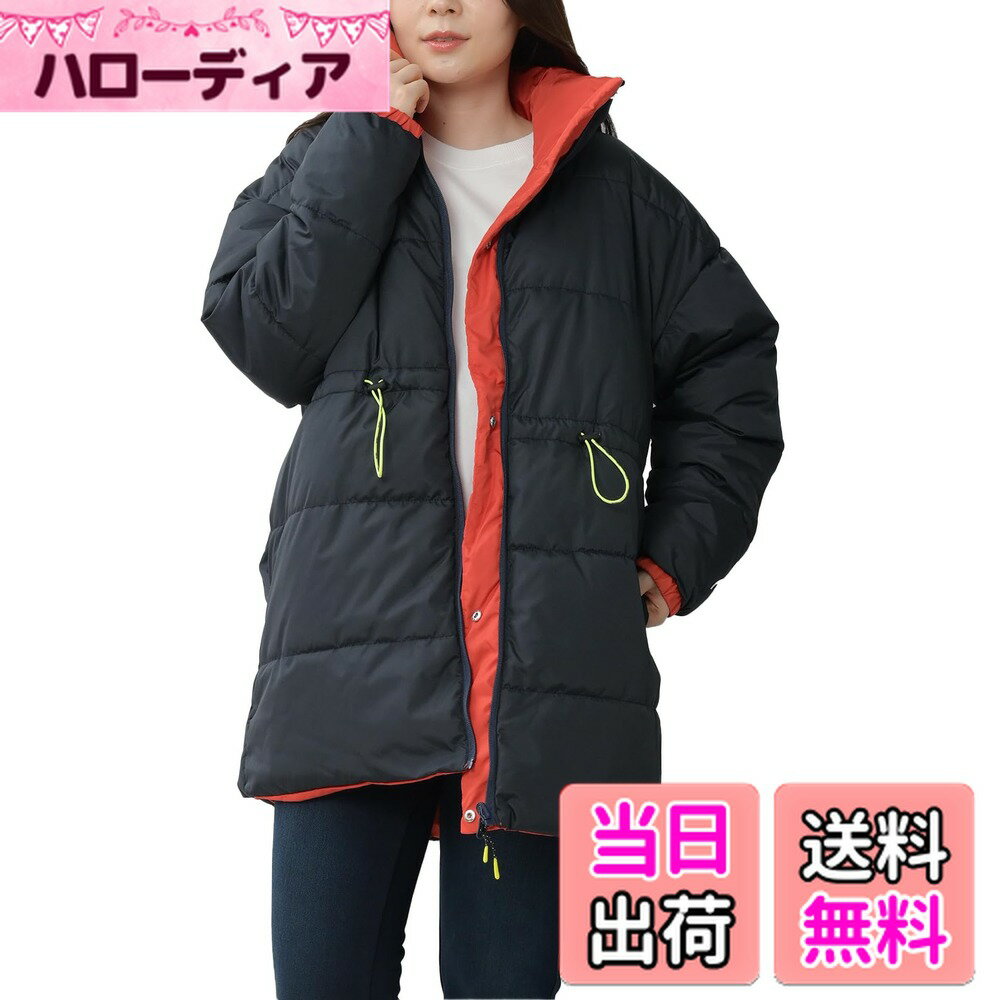 【送料無料】[JANJAM] 大きいサイズ レディース 中綿ジャケット リバーシブル 長袖 UVカット 撥水加工 HEAD スポーツウェア アウター 色：ネイビー、サイズ：4L