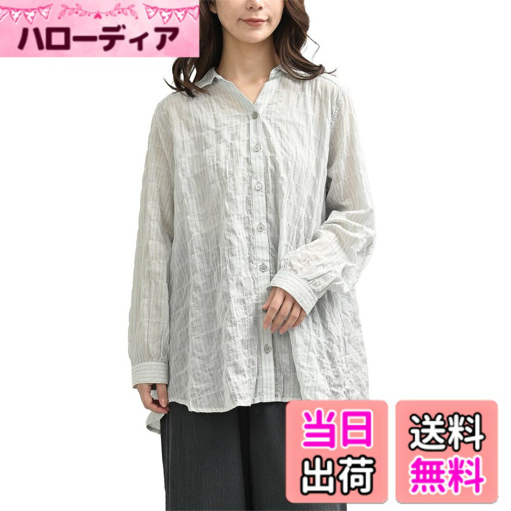 Other - 【送料無料】[JANJAM] 大きいサイズ レディース 襟付きスキッパーシャツ 長袖 バックテール シアーシャツ トップス 色：ライトグリーン、サイズ：3L