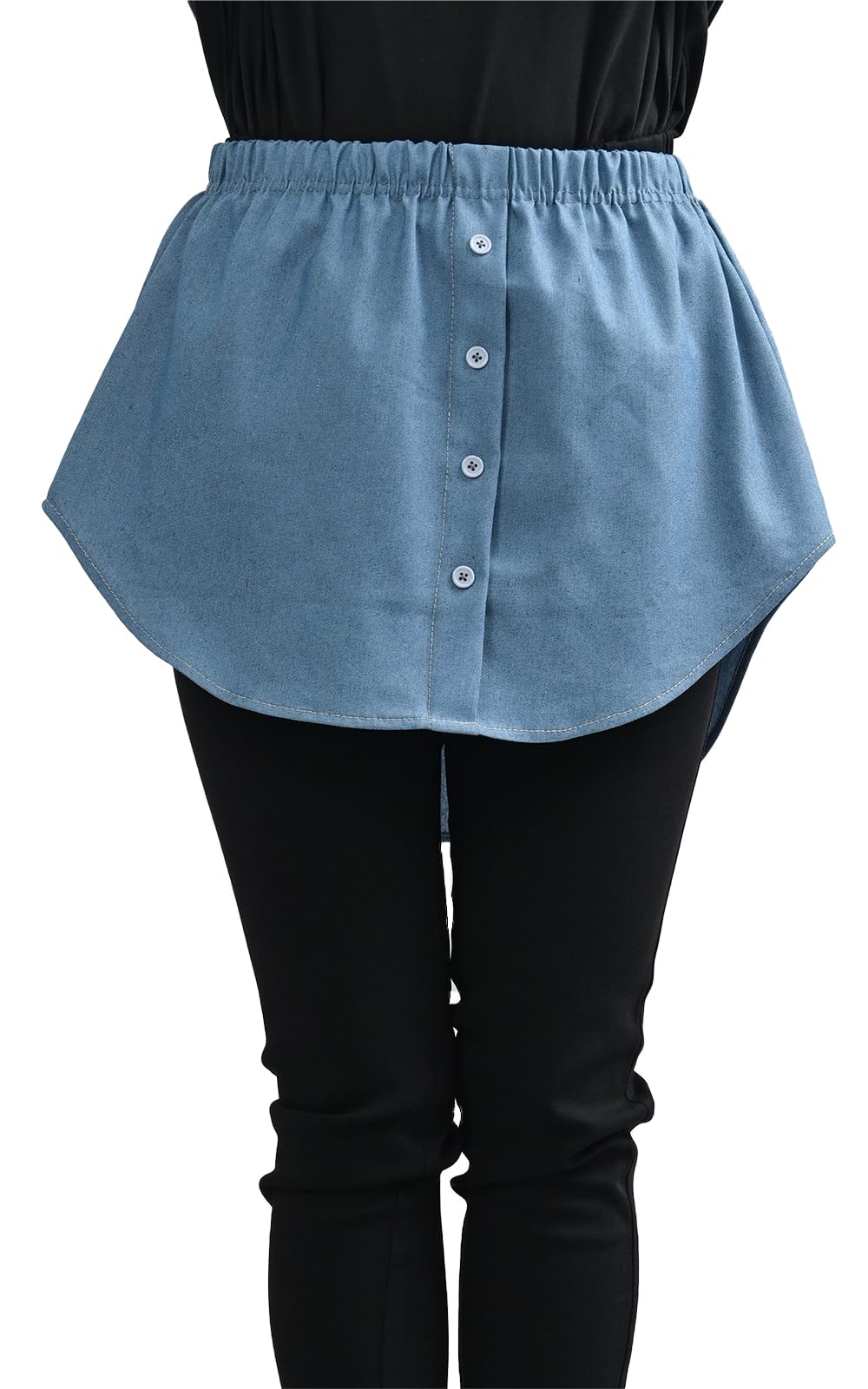 【送料無料】[JANJAM] 大きいサイズ レディース 付け裾 デニム生地風 レイヤード ウエストゴム プラス..