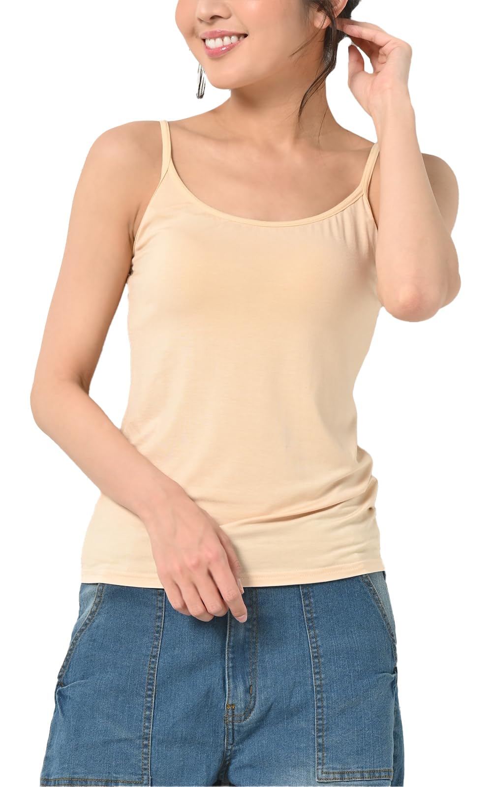 【送料無料】[JANJAM] 大きいサイズ レディース ブラトップ キャミソール カップ付き 下着 ブラジャー 無地 カラバリ豊富 インナー 色：ベージュ、サイズ：6L
