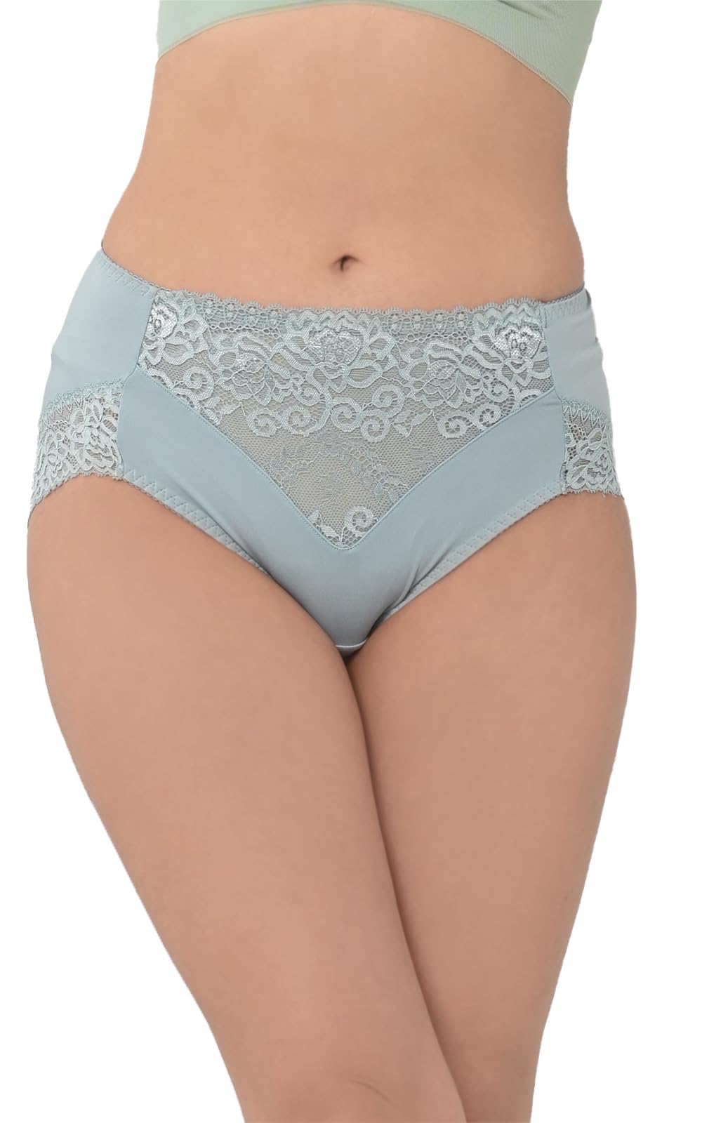 【送料無料】[JANJAM] 大きいサイズ レディース レースショーツ ハイウエスト 花柄レース 下着 ベーシック カラバリ豊富 インナー 色：ライトグリーン、サイズ：3L