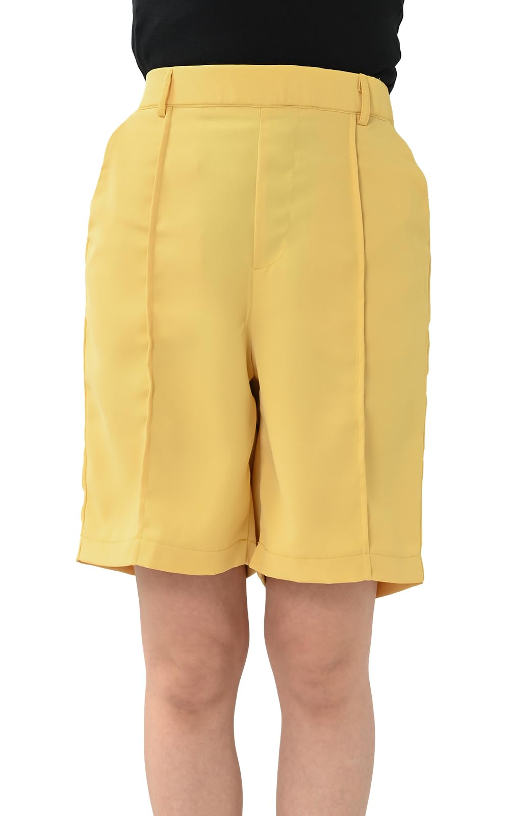 【送料無料】[JANJAM]大きいサイズ レディース バミューダパンツ ハーフパンツ 膝丈 ウエストゴム リゾート ボトムス 色：イエロー、サイズ：5L