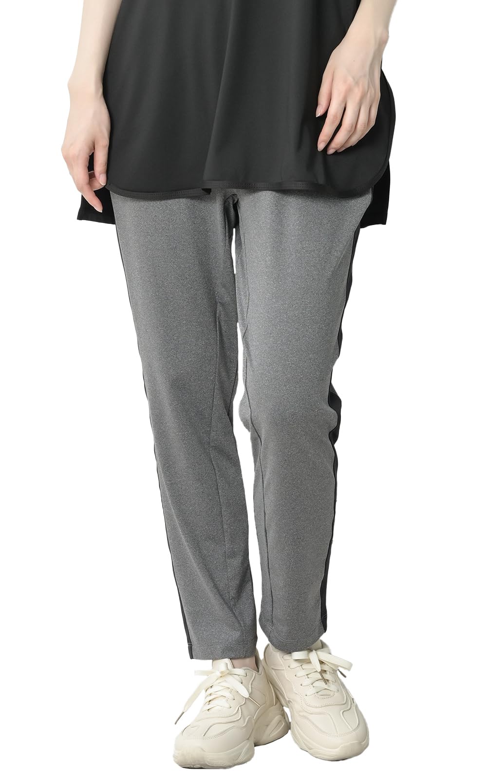 【送料無料】[JANJAM] 大きいサイズ レディース フィットパンツ サイドライン ウエストゴム UVカット スポーツウェア ボトムス HEAD 色：チャコール、サイズ：5L