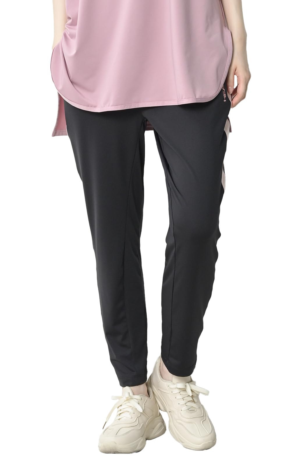 【送料無料】[JANJAM] 大きいサイズ レディース フィットパンツ サイドライン ウエストゴム UVカット スポーツウェア ボトムス HEAD 色：ブラック、サイズ：4L