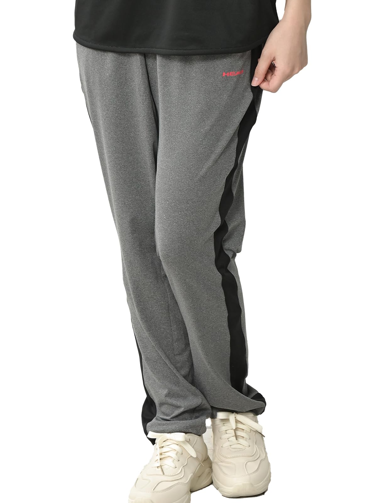 【送料無料】[JANJAM] 大きいサイズ レディース フィットパンツ 10分丈 サイドライン UVカット 耐塩素 スポーツウェア ボトムス 色：チャコール、サイズ：5L