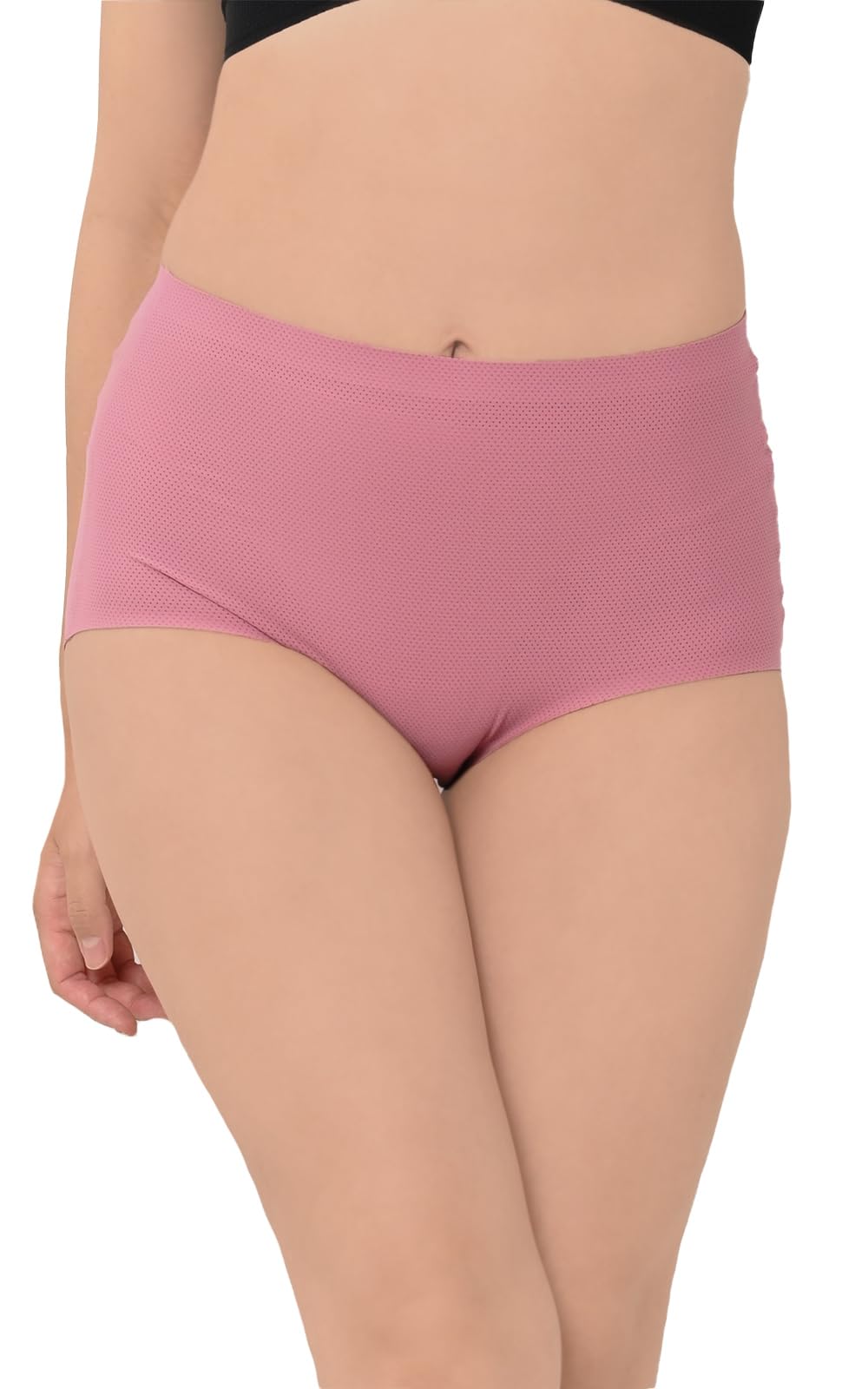【送料無料】[JANJAM] 大きいサイズ レディース ショーツ 下着 シームレス ハイウエスト 選べる素材 カラバリ豊富 インナー 色：ローズ【メッシュ】、サイズ：LL