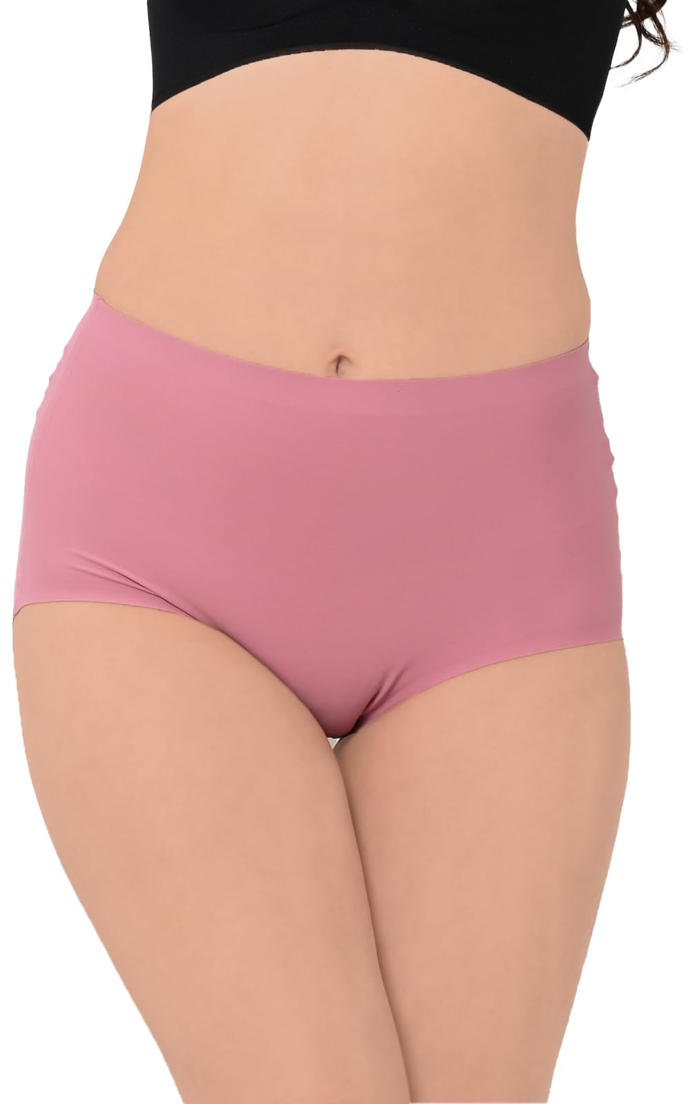 【送料無料】[JANJAM] 大きいサイズ レディース ショーツ 下着 シームレス ハイウエスト 選べる素材 カラバリ豊富 インナー 色：ローズ【プレーン】、サイズ：5L
