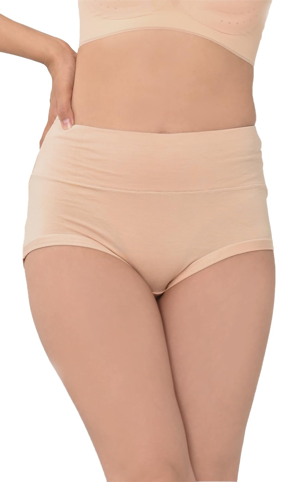 【送料無料】[JANJAM]大きいサイズ レディース ショーツ ハイウエスト 下着 股上深め 無地 ストレッチ カラバリ豊富 シンプルショーツ インナー 色：ベージュ、サイズ：3L-5L