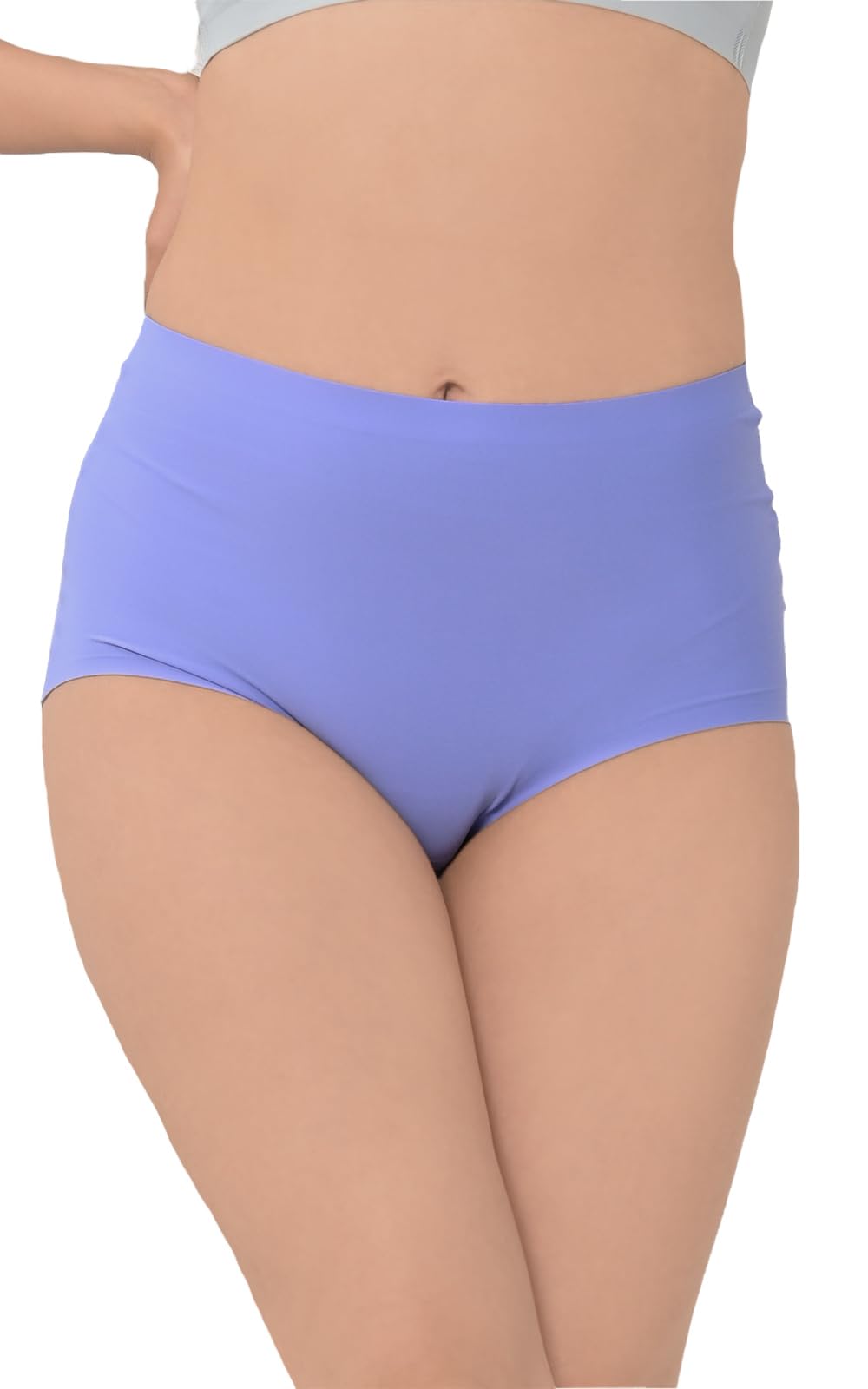 【送料無料】[JANJAM] 大きいサイズ レディース ショーツ 下着 シームレス ハイウエスト 選べる素材 カラバリ豊富 インナー 色：パープル【プレーン】、サイズ：LL