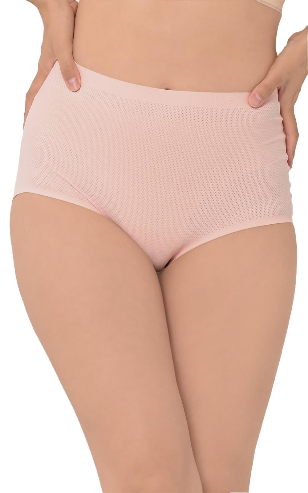 【送料無料】[JANJAM] 大きいサイズ レディース ショーツ 下着 シームレス ハイウエスト 選べる素材 カラバリ豊富 インナー 色：ピンク【メッシュ】、サイズ：5L