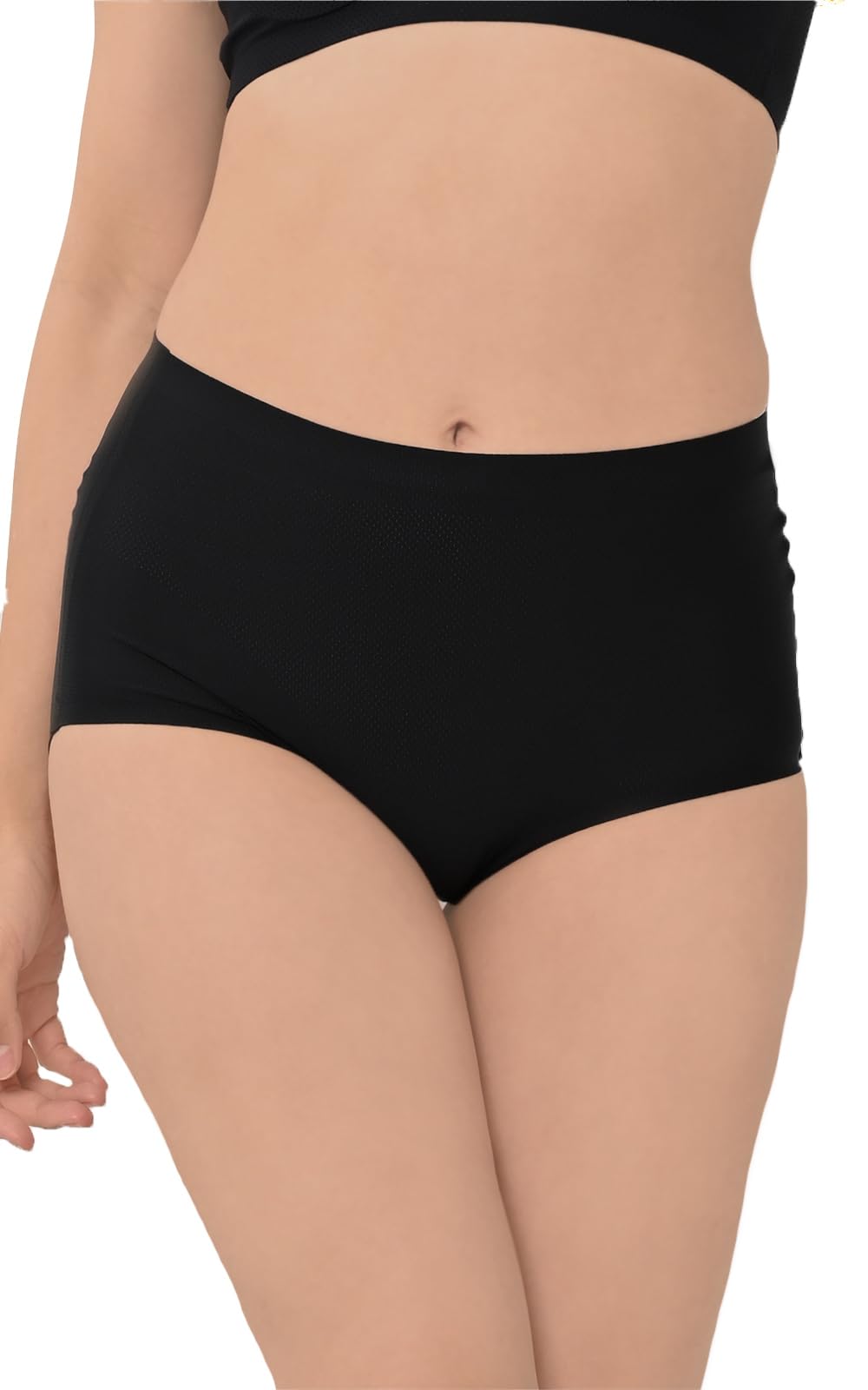 【送料無料】[JANJAM] 大きいサイズ レディース ショーツ 下着 シームレス ハイウエスト 選べる素材 カラバリ豊富 インナー 色：ブラック【メッシュ】、サイズ：3L