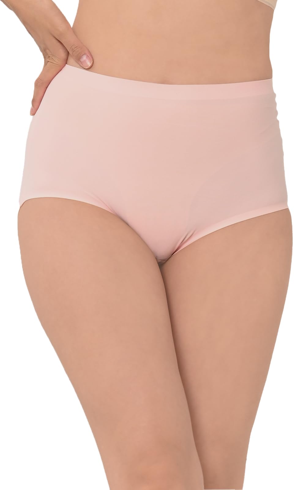 【送料無料】[JANJAM] 大きいサイズ レディース ショーツ 下着 シームレス ハイウエスト 選べる素材 カラバリ豊富 インナー 色：ライトピンク【プレーン】、サイズ：LL