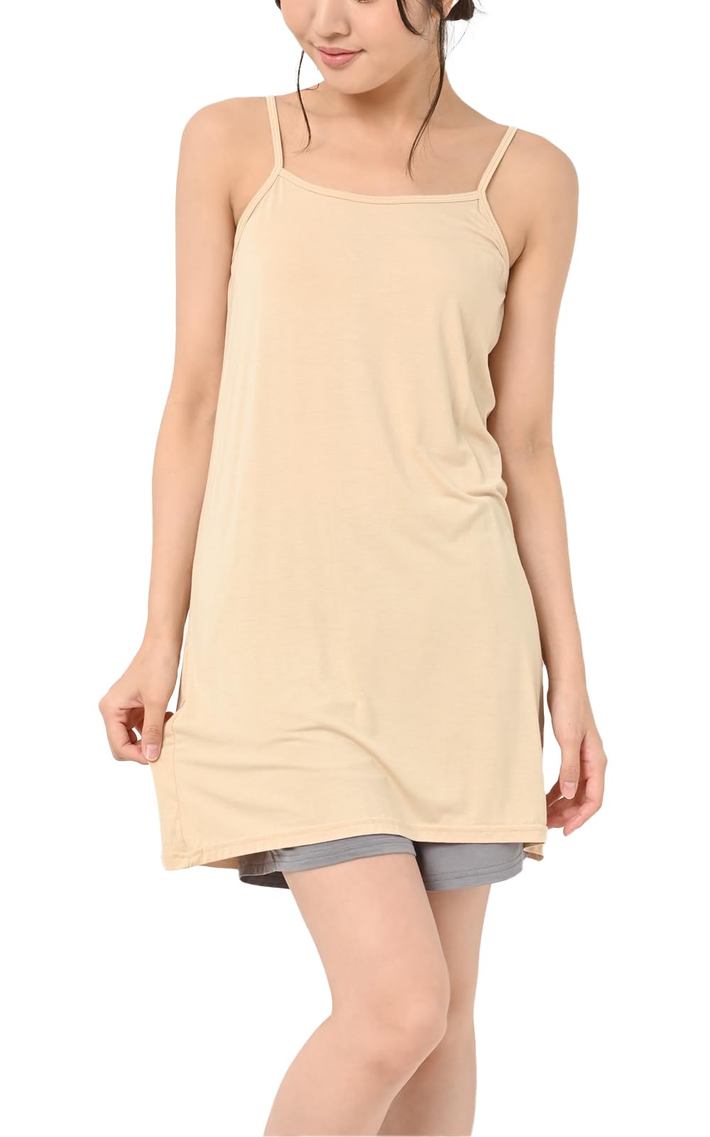 【送料無料】[JANJAM] 大きいサイズ レディース インナーキャミソール ペチコート キャミソール 選べる着丈 無地 下着 インナー 色：ベージュ78cm、サイズ：4L-5L
