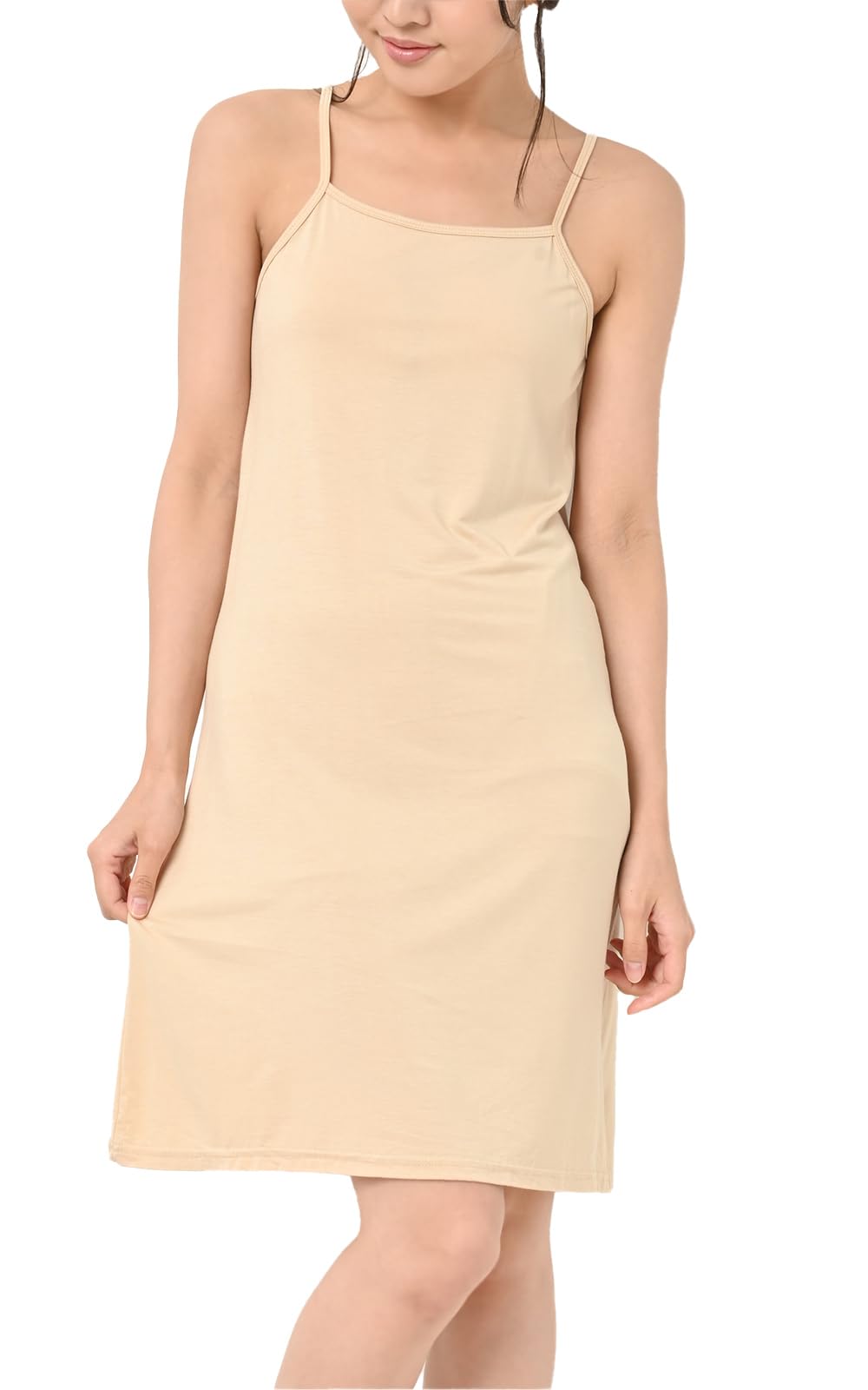 【送料無料】[JANJAM] 大きいサイズ レディース インナーキャミソール ペチコート キャミソール 選べる着丈 無地 下着 インナー 色：ベージュ85cm、サイズ：6L-7L