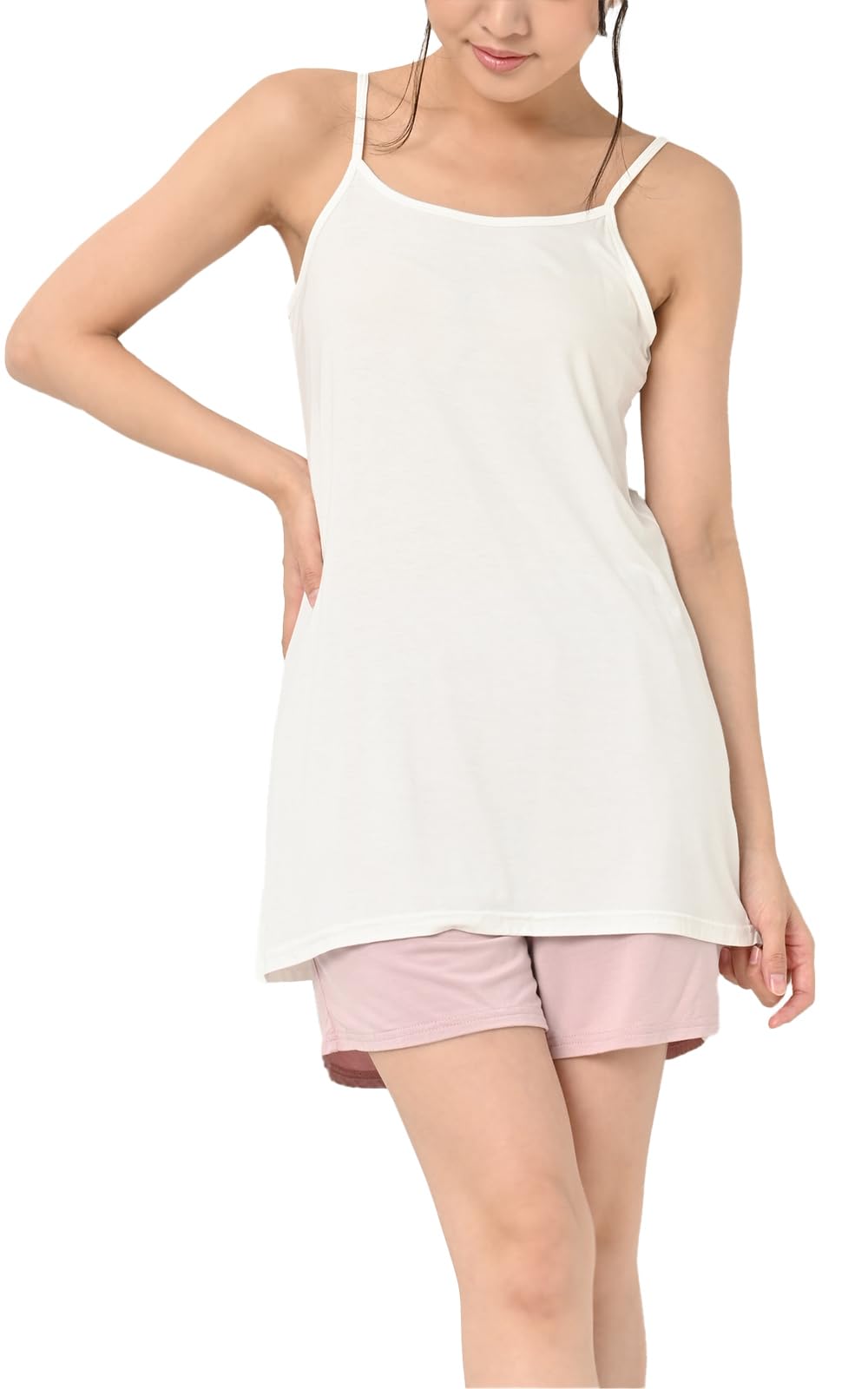 【送料無料】[JANJAM] 大きいサイズ レディース インナーキャミソール ペチコート キャミソール 選べる着丈 無地 下着 インナー 色：ホワイト70cm、サイズ：LL-3L