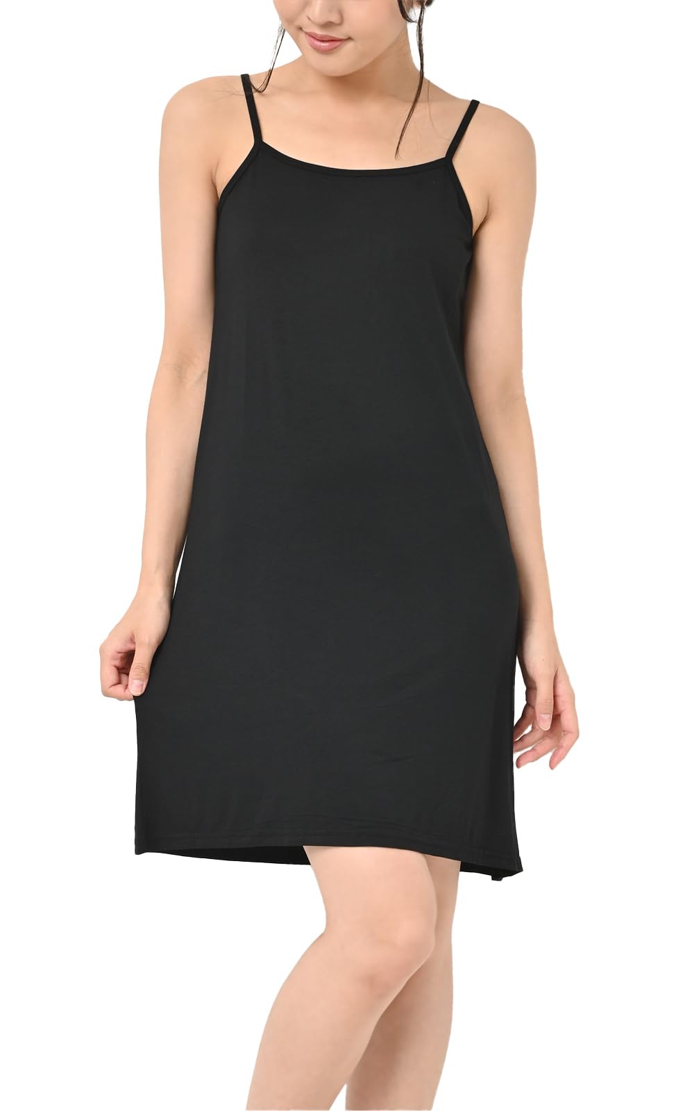 【送料無料】[JANJAM] 大きいサイズ レディース インナーキャミソール ペチコート キャミソール 選べる着丈 無地 下着 インナー 色：ブラック85cm、サイズ：6L-7L