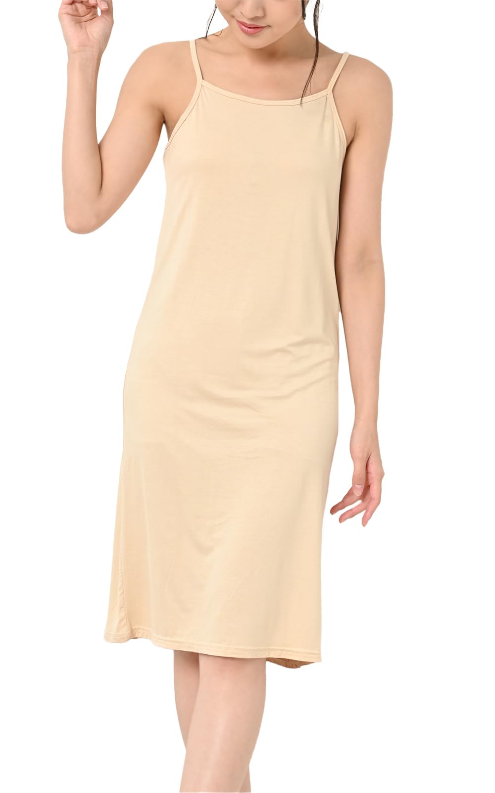 【送料無料】[JANJAM] 大きいサイズ レディース インナーキャミソール ペチコート キャミソール 選べる着丈 無地 下着 インナー 色：ベージュ95cm、サイズ：LL-3L