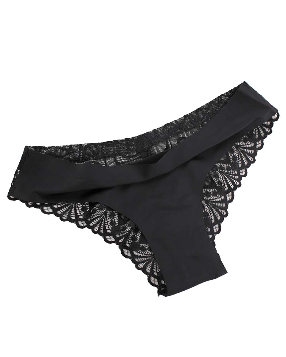 【送料無料】[JANJAM] 大きいサイズ レディース インナー ショーツ 無地 シームレス バックレース 色：ブラック、サイズ：4L