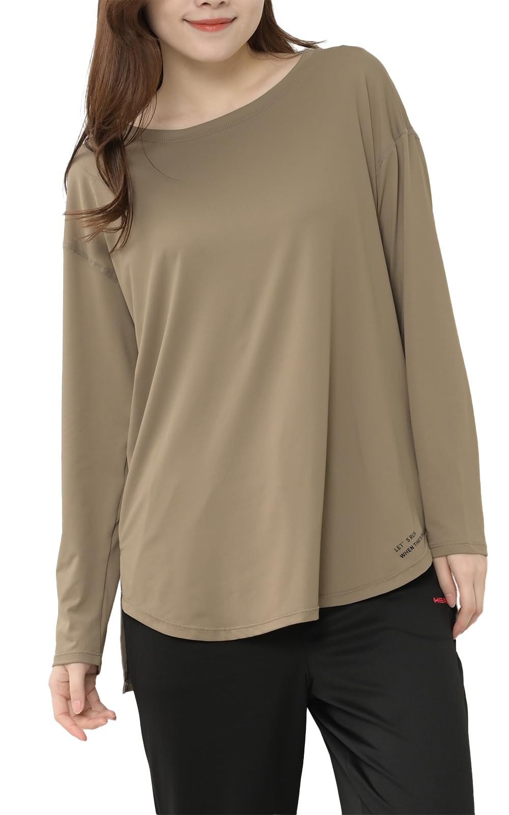 【送料無料】[JANJAM] 大きいサイズ レディース Tシャツ 長袖 ラウンドヘム スリット カットソー スポ..