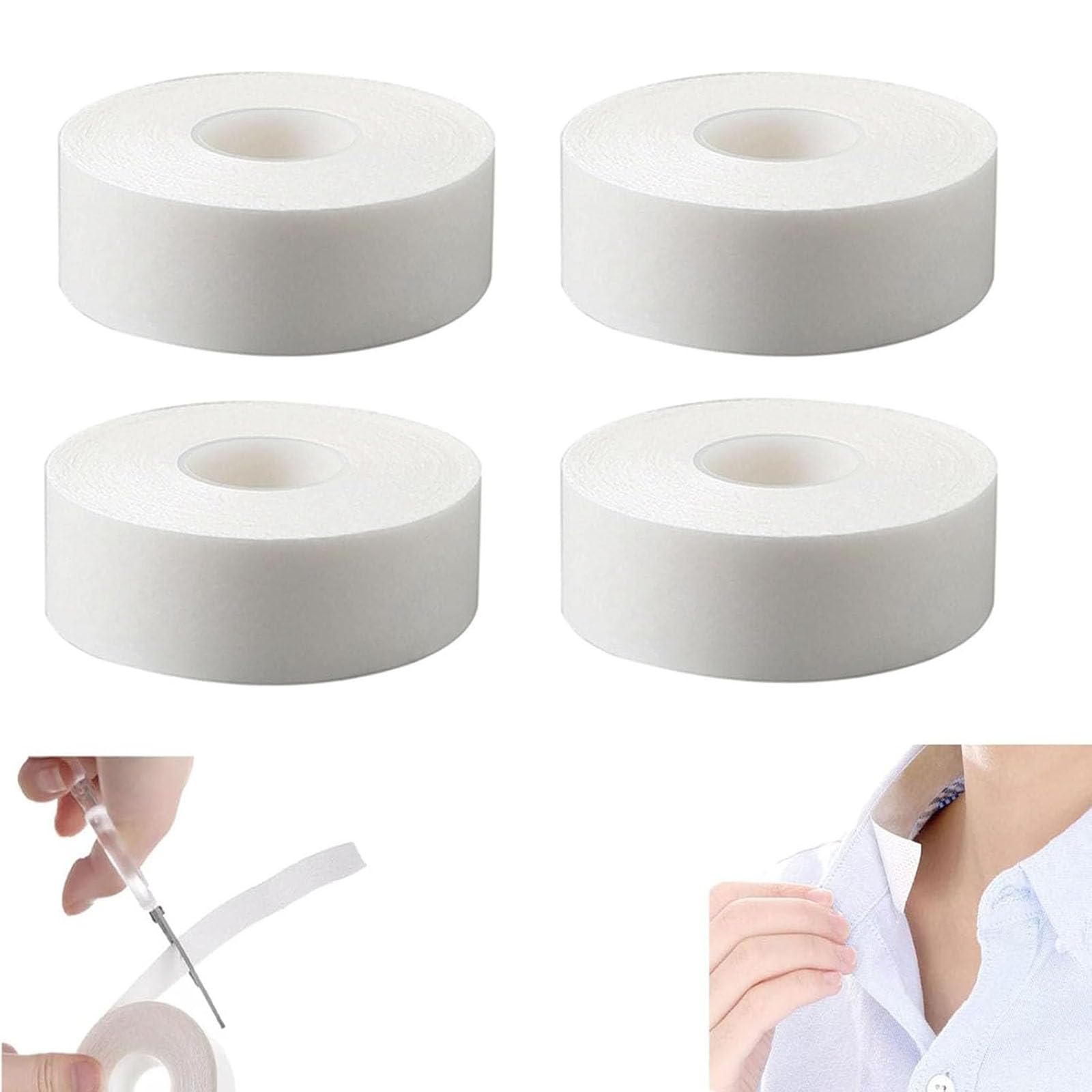 【送料無料】Mirhua 汗取りパッド 帽子 汗テープ 襟汚れ防止テープ 防臭シート 襟 袖 帽子 額 よごれガードテープ 汗吸収 袖口や襟の皮脂汚れを防止 不織布 無香料 使い捨て 男女兼用 長8m (4巻入り) 色：4巻入り