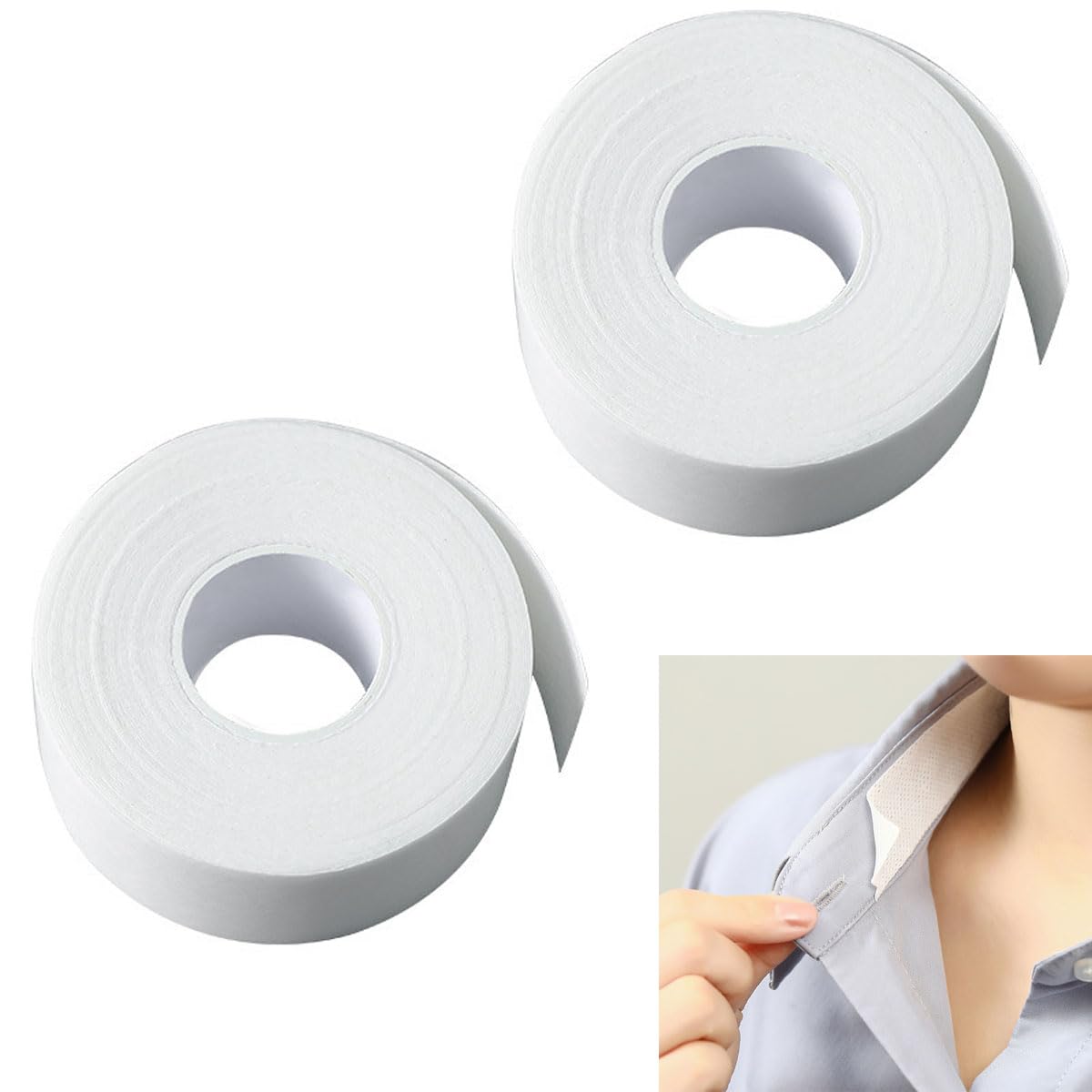【送料無料】Aisetmoon 汗取りパッド 2.5cm*8m 2巻入り 襟 汗取り シート パッド テープ 防臭シート 無香料 あせジミ防止 帽子用汗取りパッド 吸汗パッド 脇汗パッド 使い捨て 帽子 キャップライナー ワイシャツ 肌に優しい カット 自己粘着タイプ 男女兼用 色：ホワイト