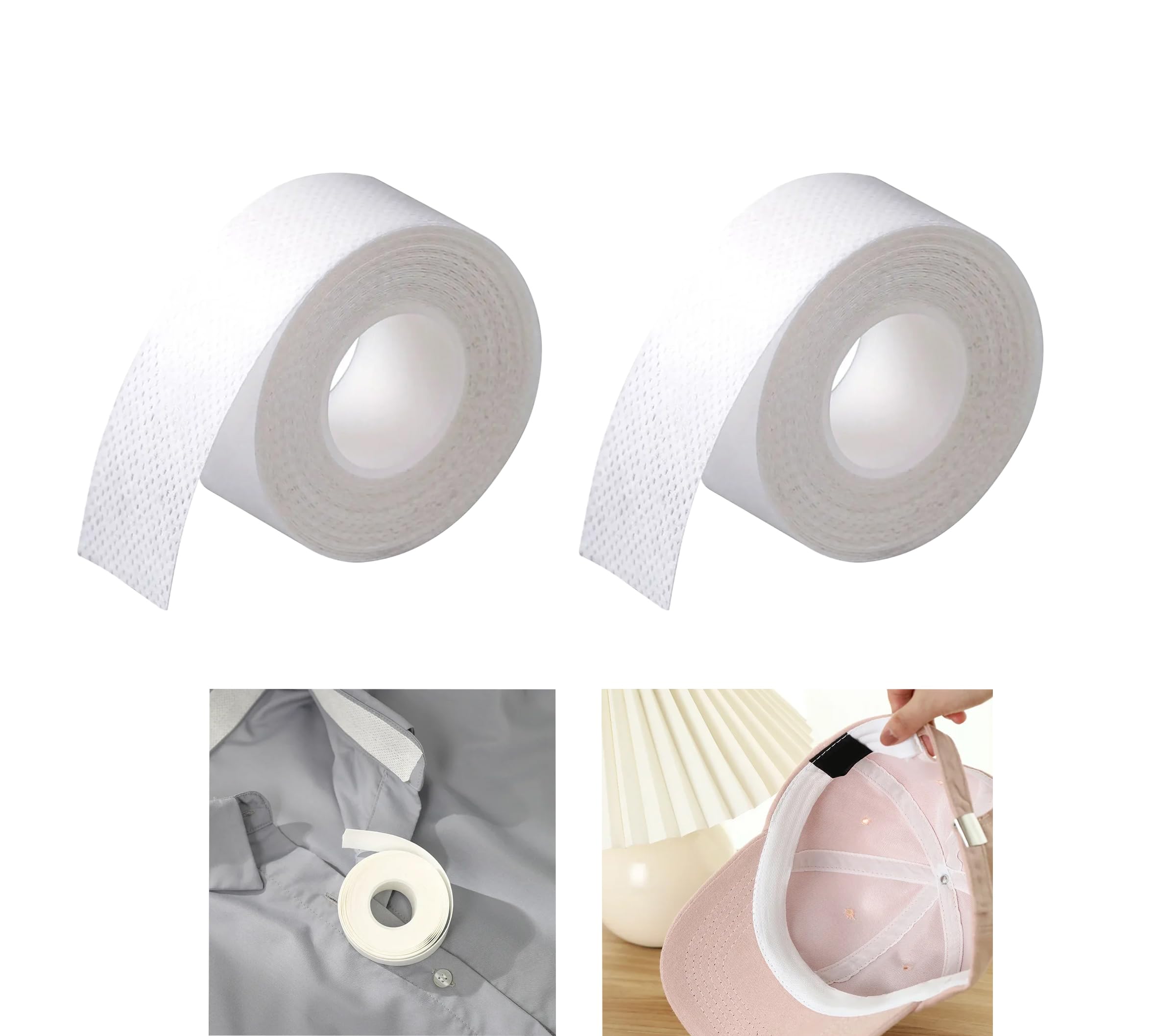 【送料無料】【襟や帽子の汚れ防止テープ】柔らかな素材で自己粘着、肌に優しい、汗染みも防止！汗取りパッド 帽子用汗取りパッド 使い捨て 袖口や襟元の皮脂を防ぐ キャップ 汚れ防止テープ 色：ホワイト