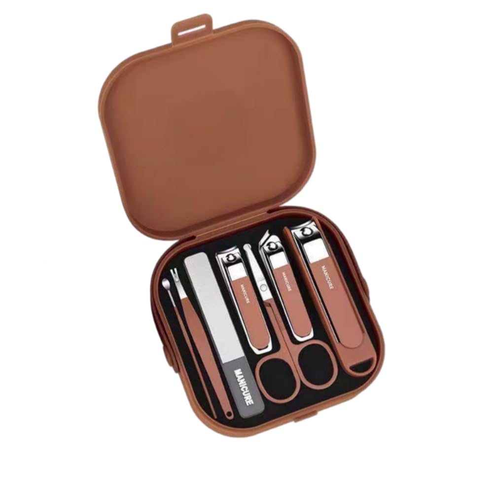 【送料無料】ステンレス 爪切り7点セット｜鼻毛カット鋏+耳かき+甘皮押し+ガラスファイル付き（飛散防..