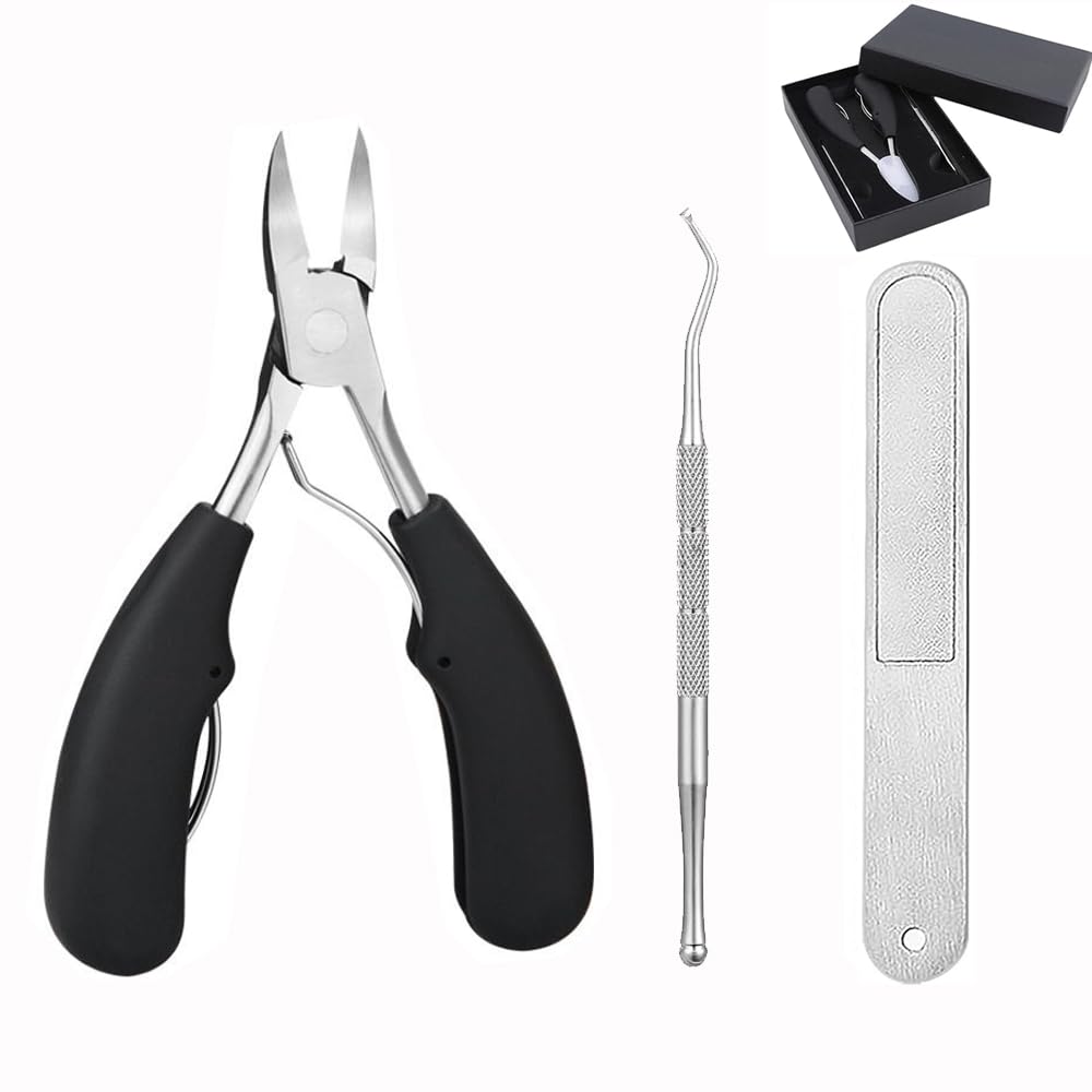 【送料無料】爪切り ステンレス製 滑り止め 爪やすり付 ニッパータイプ 爪削り 巻き爪/変形爪/厚い爪/甘皮/硬い爪 最適 収納ケース付き 手足両用 3点セット...