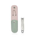 【送料無料】ツメきり 爪切りセット 収納ケース付き 携帯用 マニキュア ネイルケア 小さめ 色:ピンク×グリーン、サイズ:平型1本入り