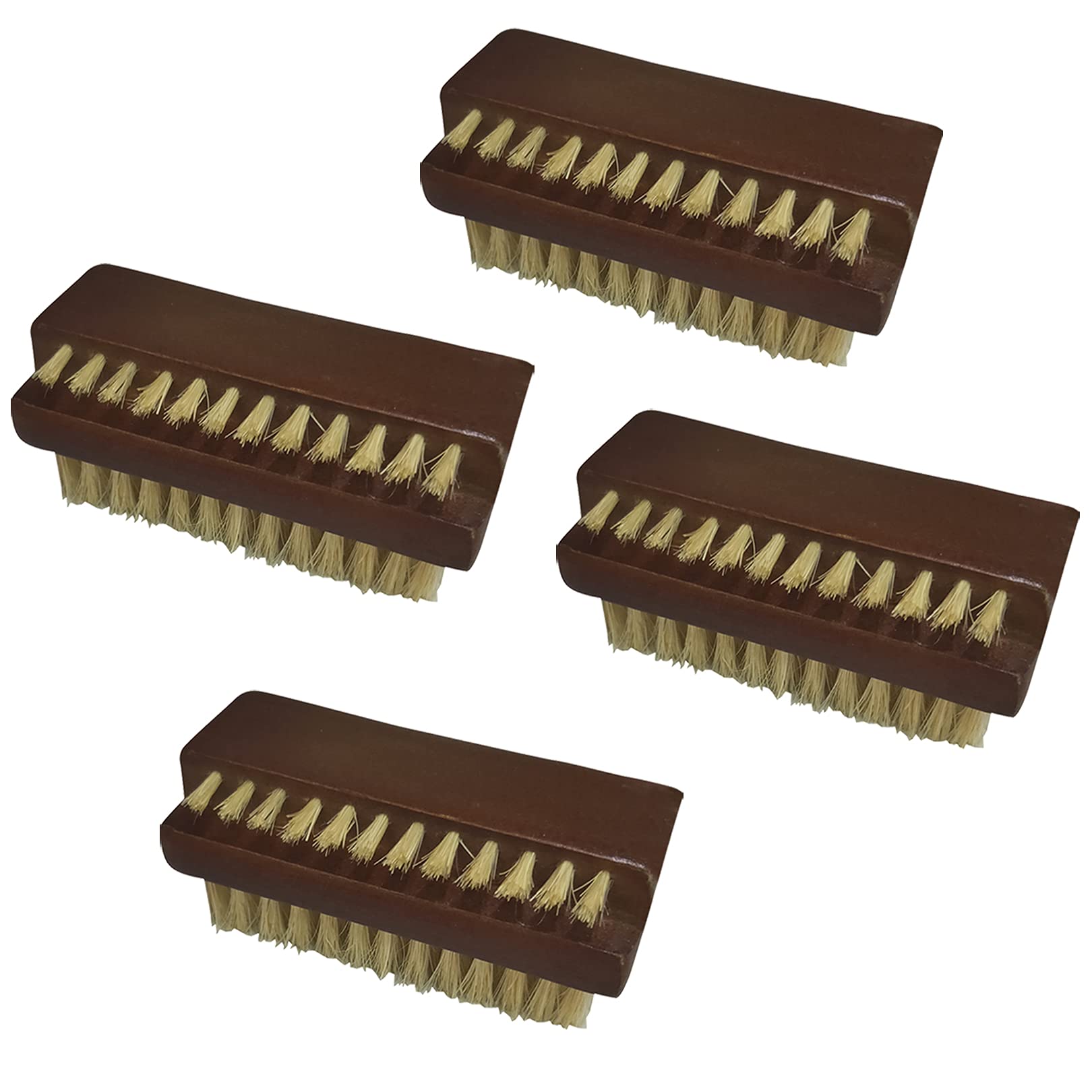 【送料無料】Coralpearl 木製ネイルブラシクリーナー両面 ローズウッド色×1個 天然猪毛100%で手指足つま先のクリーニング用、爪スクラブ洗いブラシ、汚れあらい洗浄ブラシ、ハンド 色：4、サイズ：長さ8cm×幅13cm×高さ3cm/長さ3.1インチ×幅5.1インチ×高さ1.2インチ