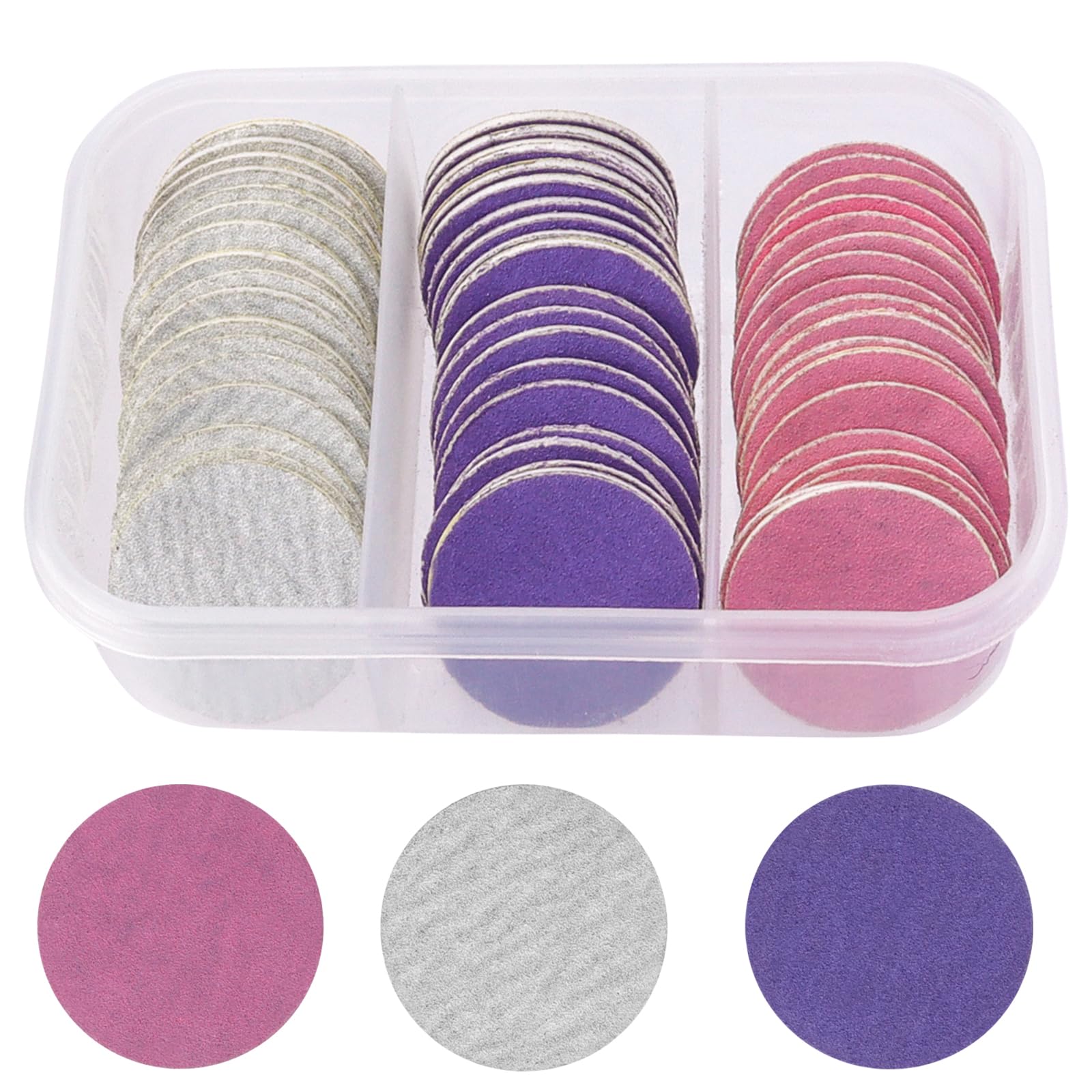 【送料無料】Bestgle サンディングバンド ネイル アート180# フットファイル サンドペーパーディスク フットヒール修理 多機能交換用サンドペーパーディスク ネイルドリルビット 60個 フットファイル 角質リムーバー 角質取り 角質除去 削り プロ用足 色：白、紫、ピンク