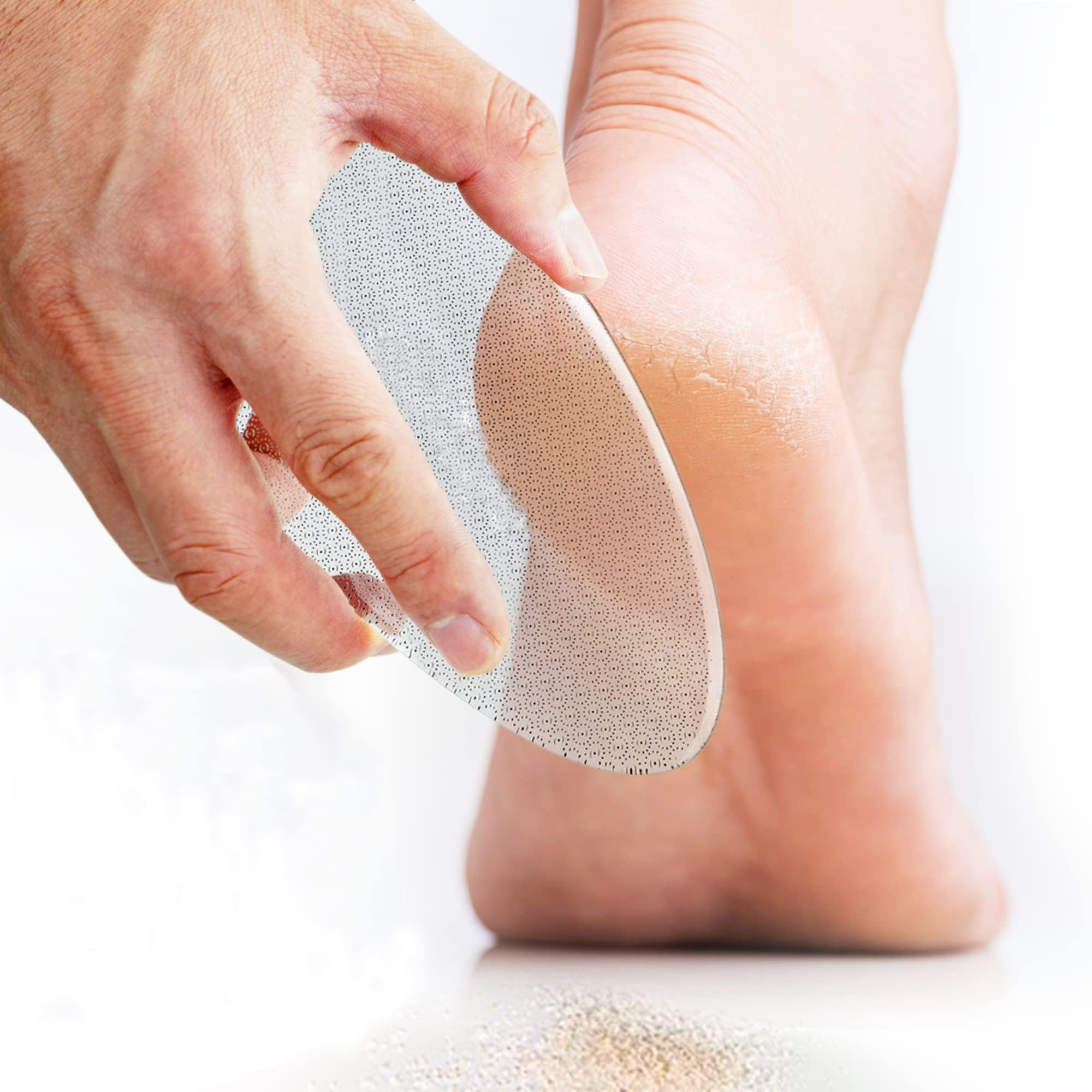 【送料無料】かかと削り ガラス かかとやすり かかと 角質取り 足 かかとケア 角質除去 角質削り 角質ケア 足裏 かかと 角質 かかときれい 丸洗い 色：クリア、サイズ：楕円形