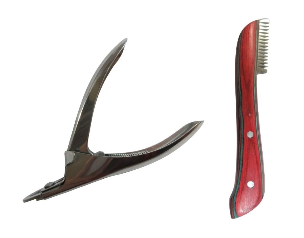 【送料無料】ギロチンタイプの爪切り（シルバー）とトリミングナイフのセット、ケース付き 色：シルバ..