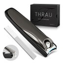 【送料無料】THRAU飛び散り防止爪切り、高級ステンレス製爪切り、手足兼用、厚い爪に対応、滑り止め 簡単操作、男女兼用 高齢者にも最適 プレゼント、爪やすり ガ...