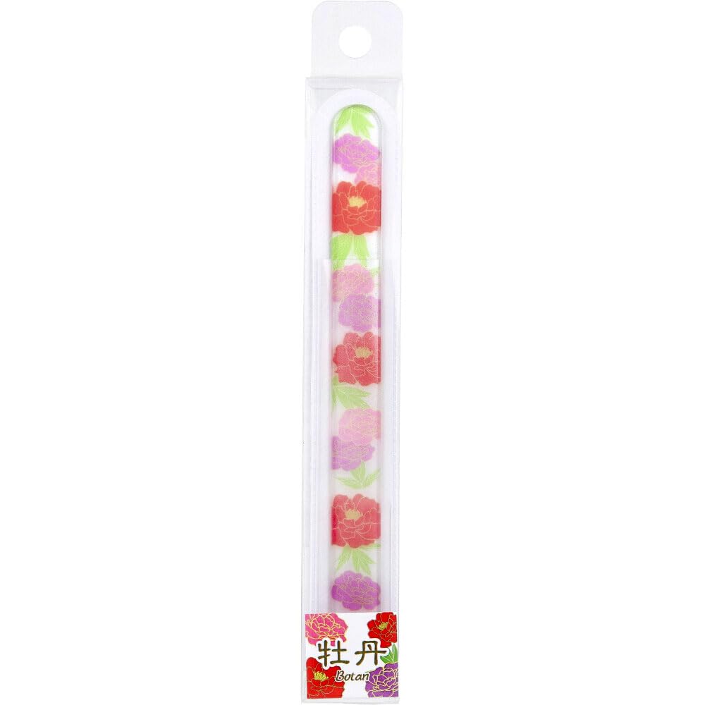 【送料無料】チェコ製ガラス爪やすり 〜和〜 牡丹(Botan) 1個入 色：ピンク