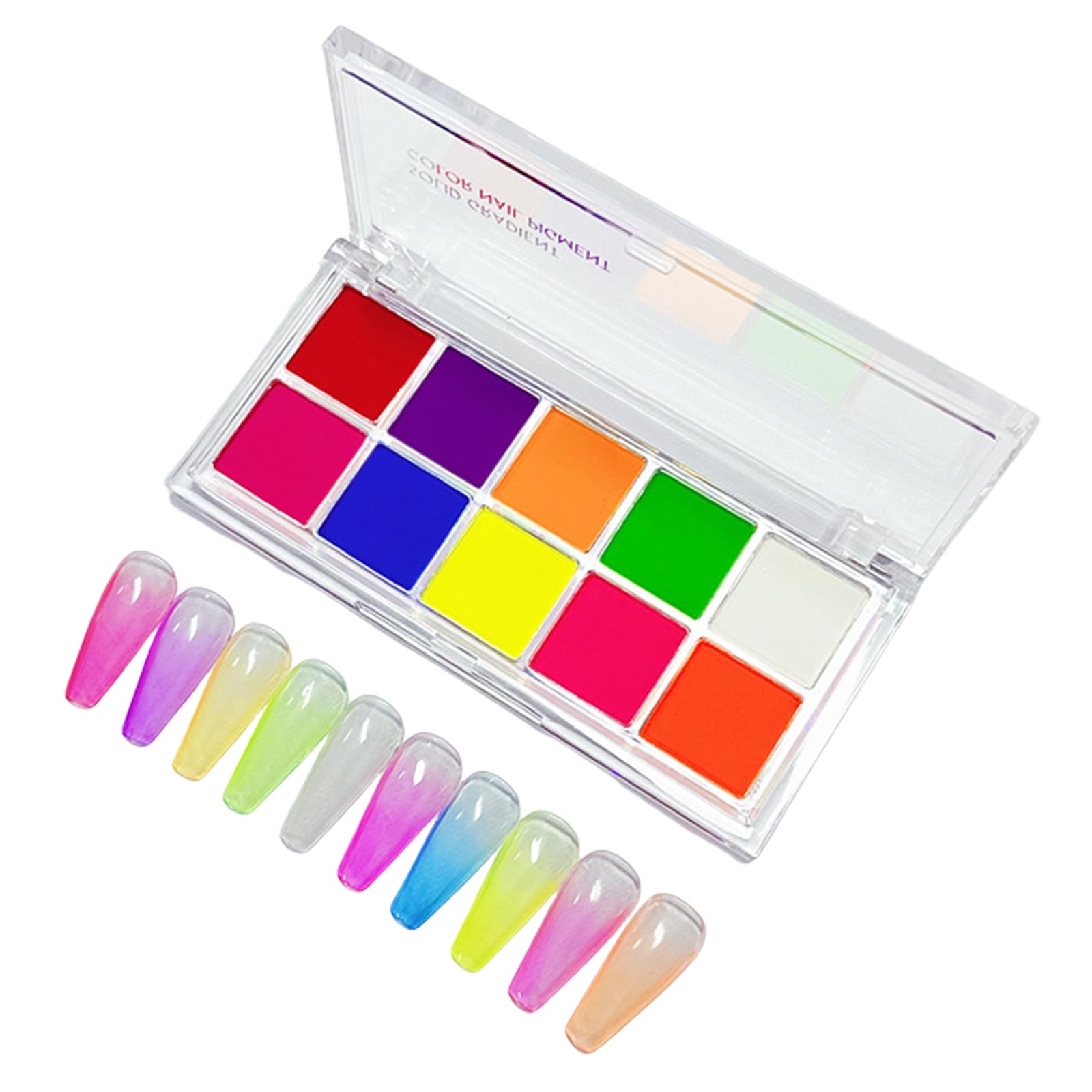 【送料無料】ネイルパウダー 蛍光 10色セット 固形 ネイルパウダー パレット ネオンパウダー 顔料 カラ..