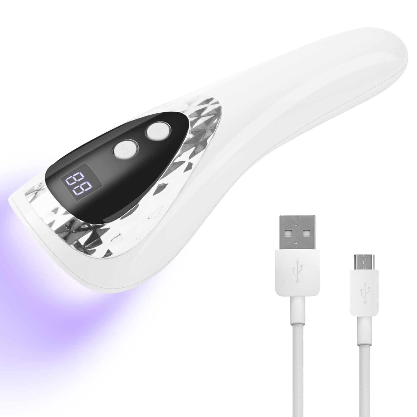 【送料無料】ネイルライト ネイルドライヤー コードレス UVライト 色：ホワイト、サイズ：ディスプレイ付き