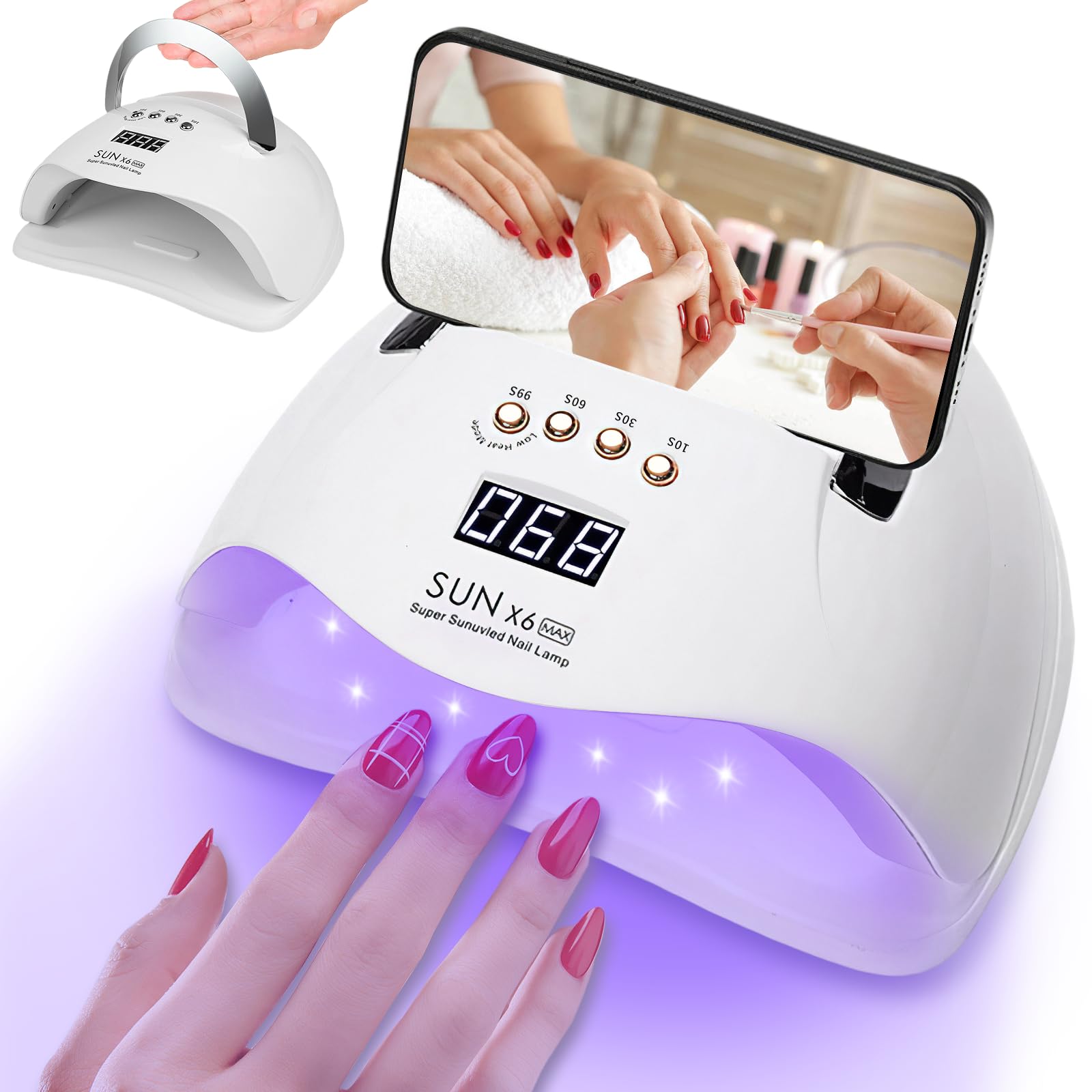 【送料無料】YAMOOCO 凝指甲油 灯 指甲油用灯 45 白色 LED 硬化用 220W 快速硬化 |自感感器 液晶示器 | 用于所有凝・足部美甲 低模式 色：ホワイト