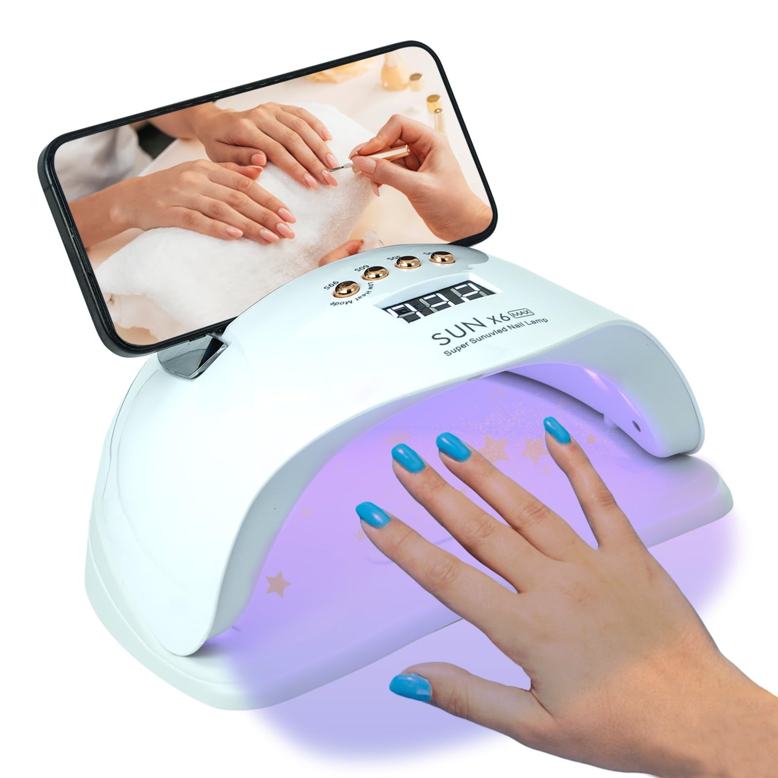 【送料無料】2025新型 ジェルネイル 【UV+LED二重光源】 4階段タイマー 全ジェル対応 ライト 自動感知 220W 45LEDs UV+LEDライト レ...